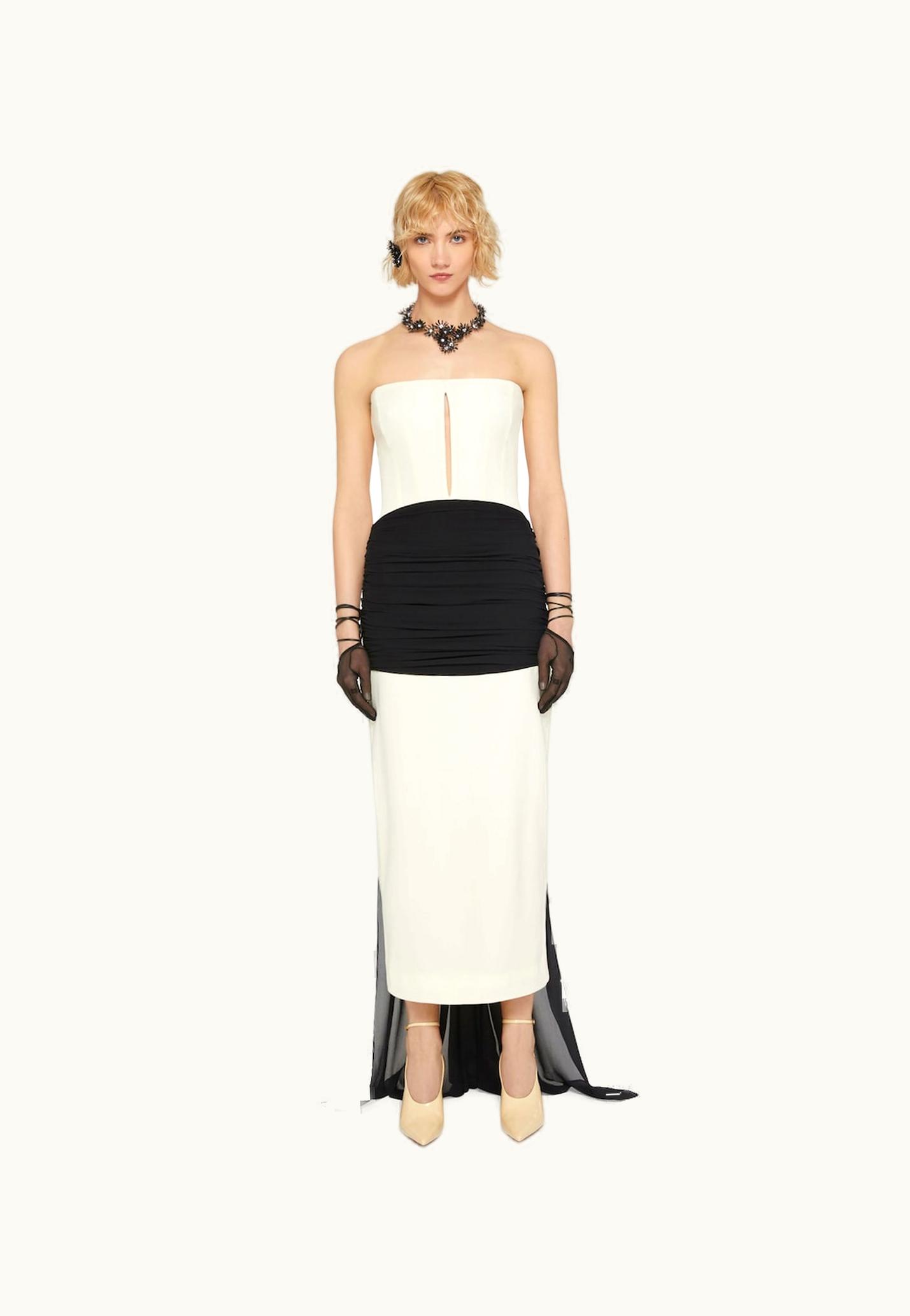 Givenchy Givenchy Evening Bustier Draped Dress In Crepe With Satin And Silk Train - Ivory