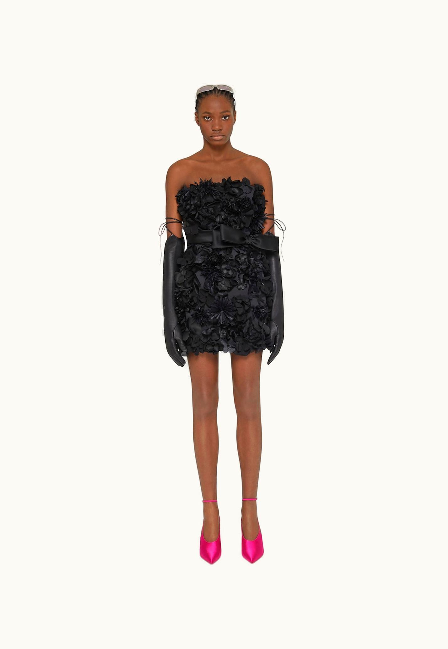 Givenchy Givenchy Bustier Dress In Satin With Embroidered Flowers - Black