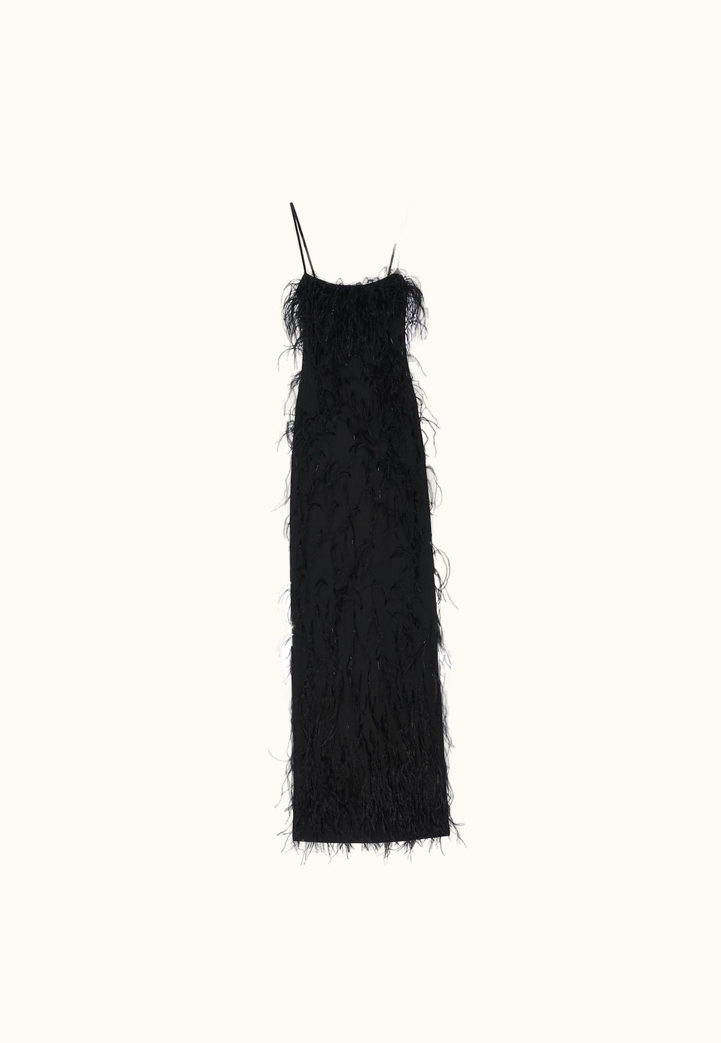Givenchy Givenchy Evening Straps Dress With Feathers And Lurex - Black
