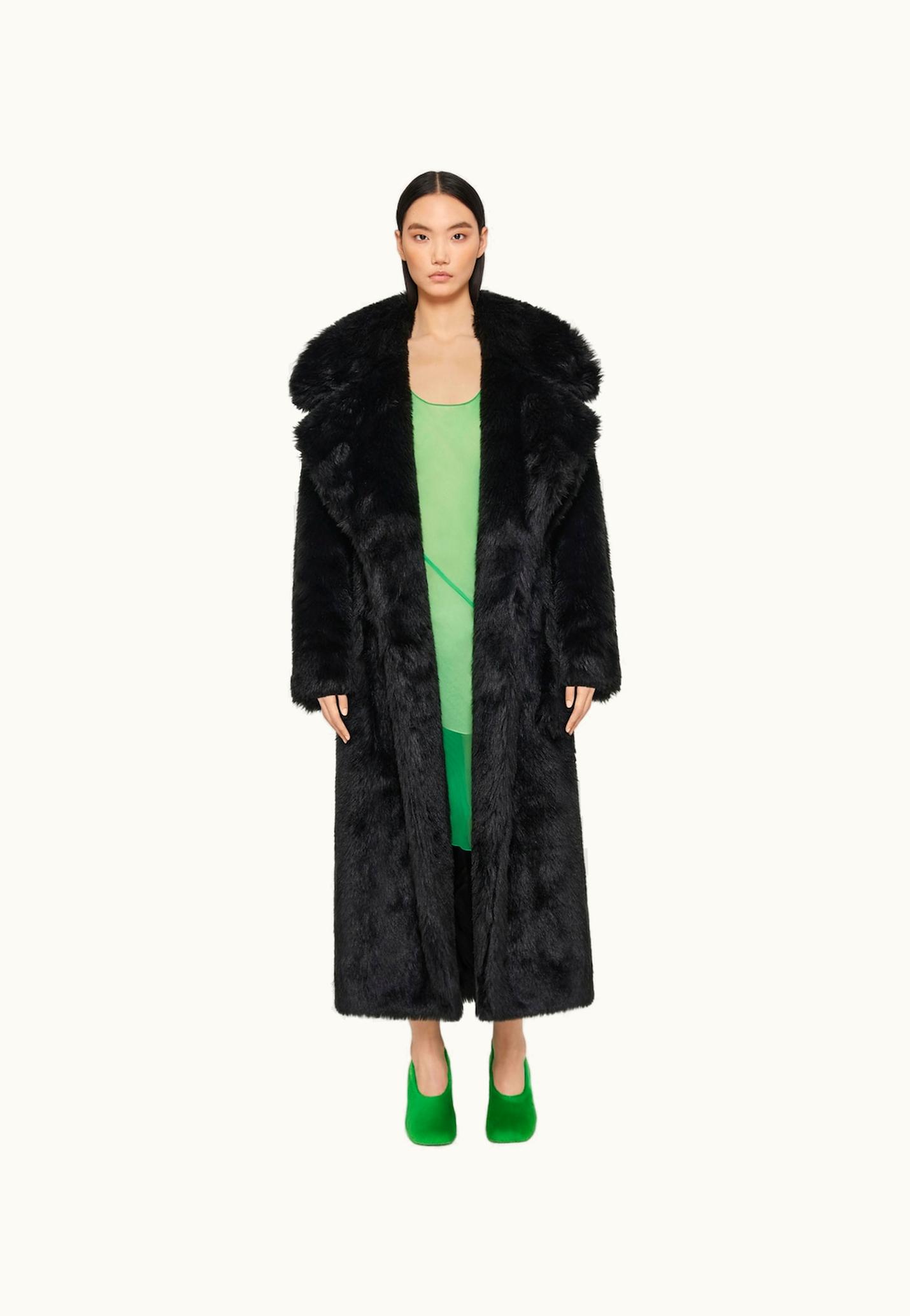 Givenchy Givenchy Double Breasted Coat In Faux Fur - Black