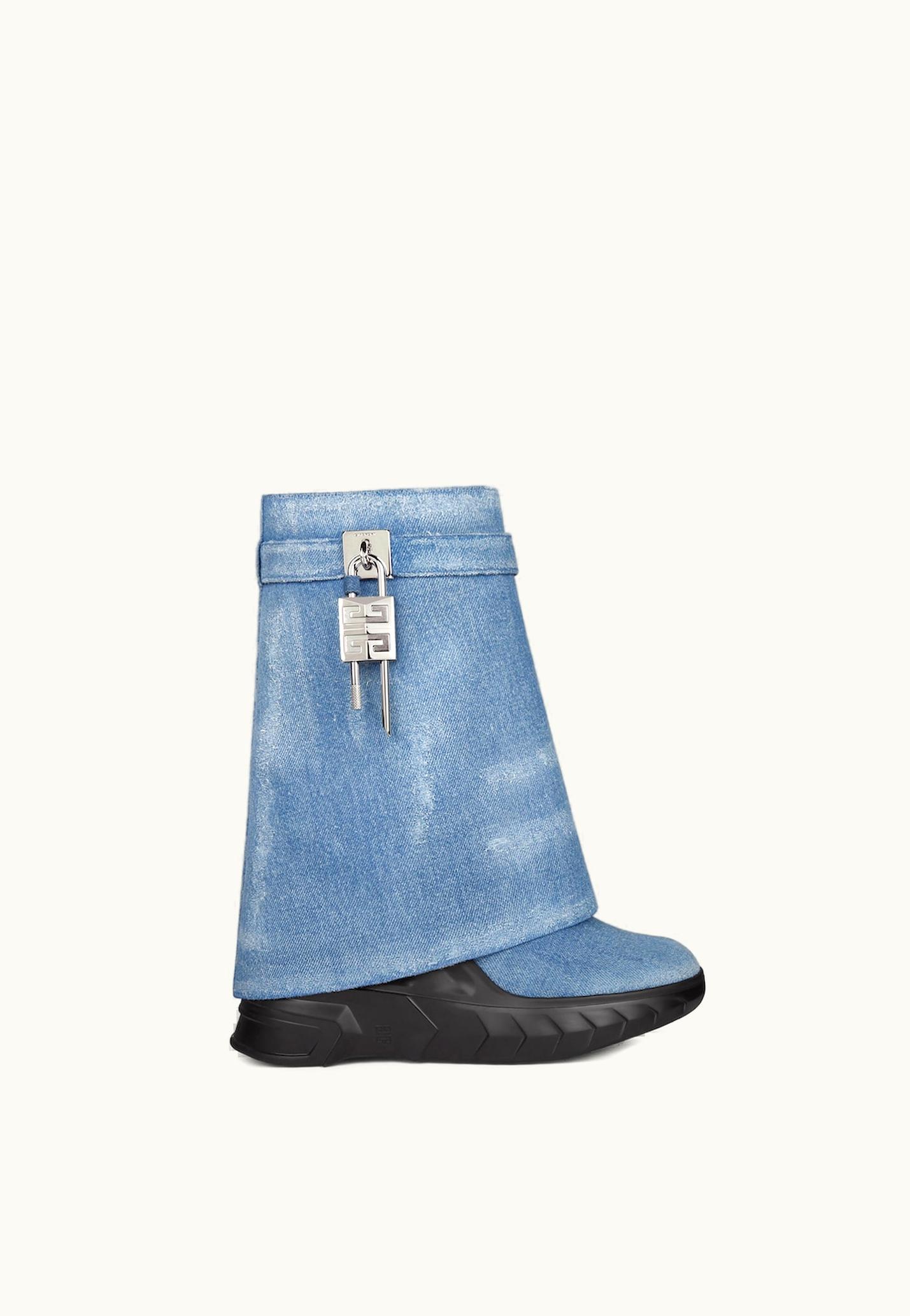 Givenchy Givenchy Shark Lock Biker Ankle Boots In Denim - Medium Blue
