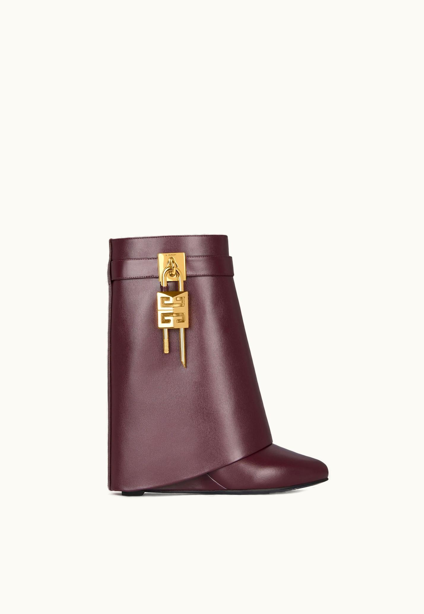 Givenchy Givenchy Shark Lock Ankle Boots In Leather - Oxblood Red