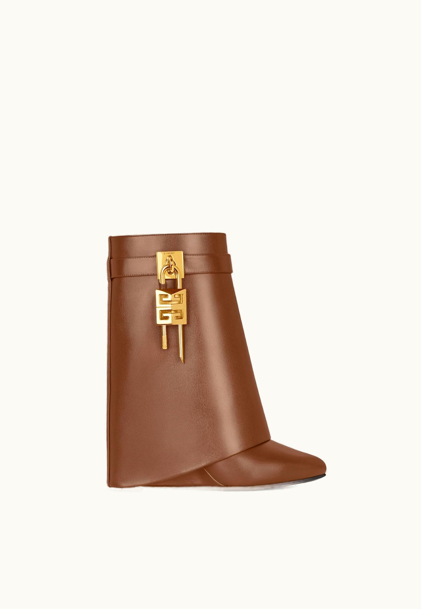 Givenchy Givenchy Shark Lock Ankle Boots In Leather - Walnut Brown