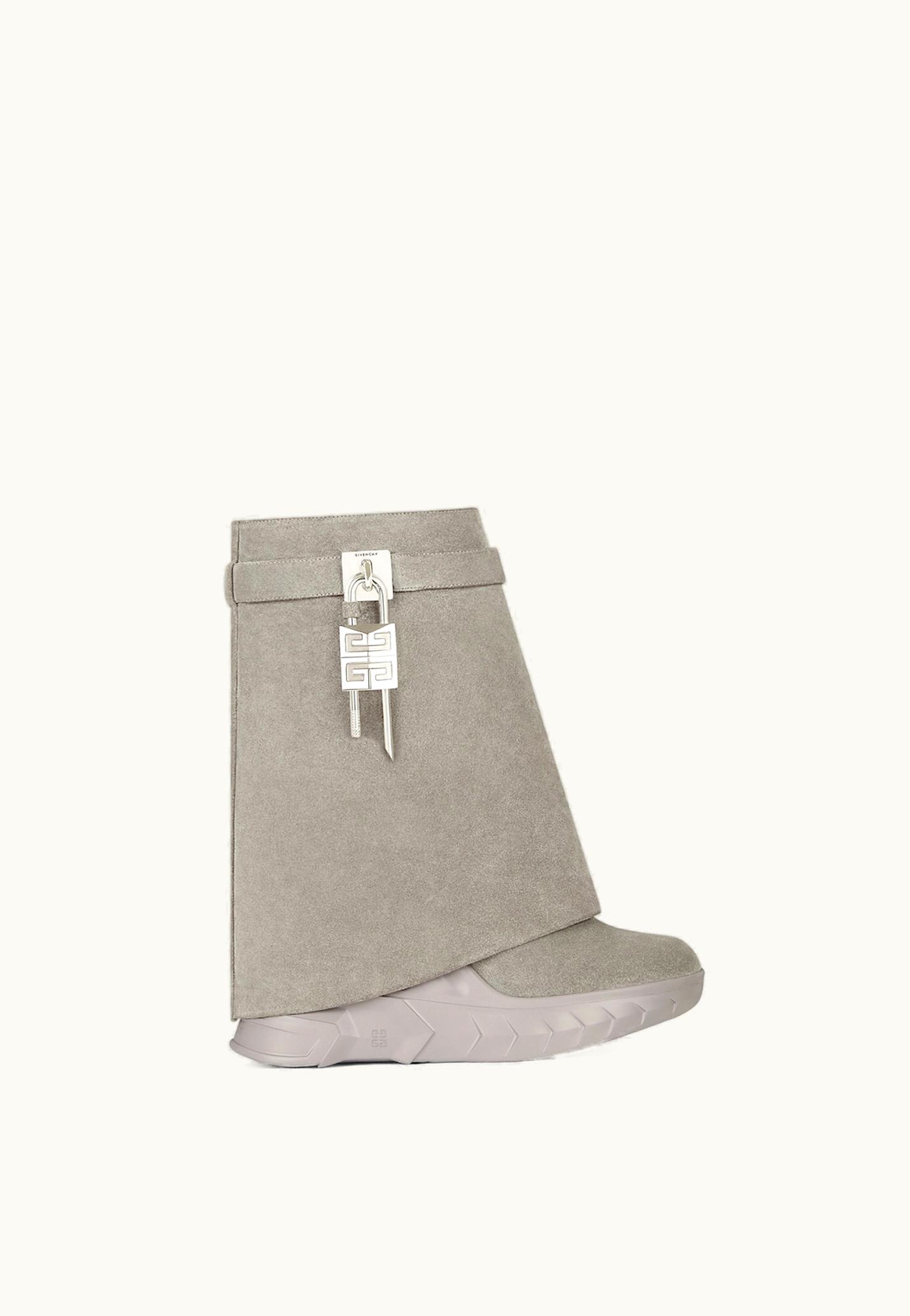 Givenchy Givenchy Shark Lock Biker Ankle Boots In Suede - Medium Grey