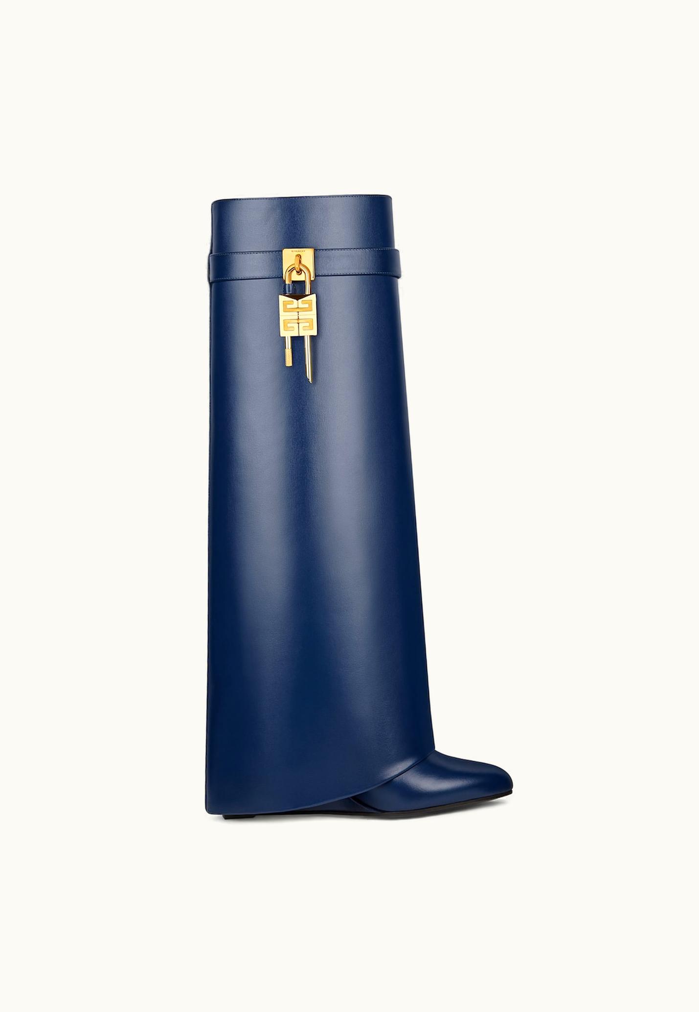 Givenchy Givenchy Shark Lock Boots In Leather - Petrol Blue