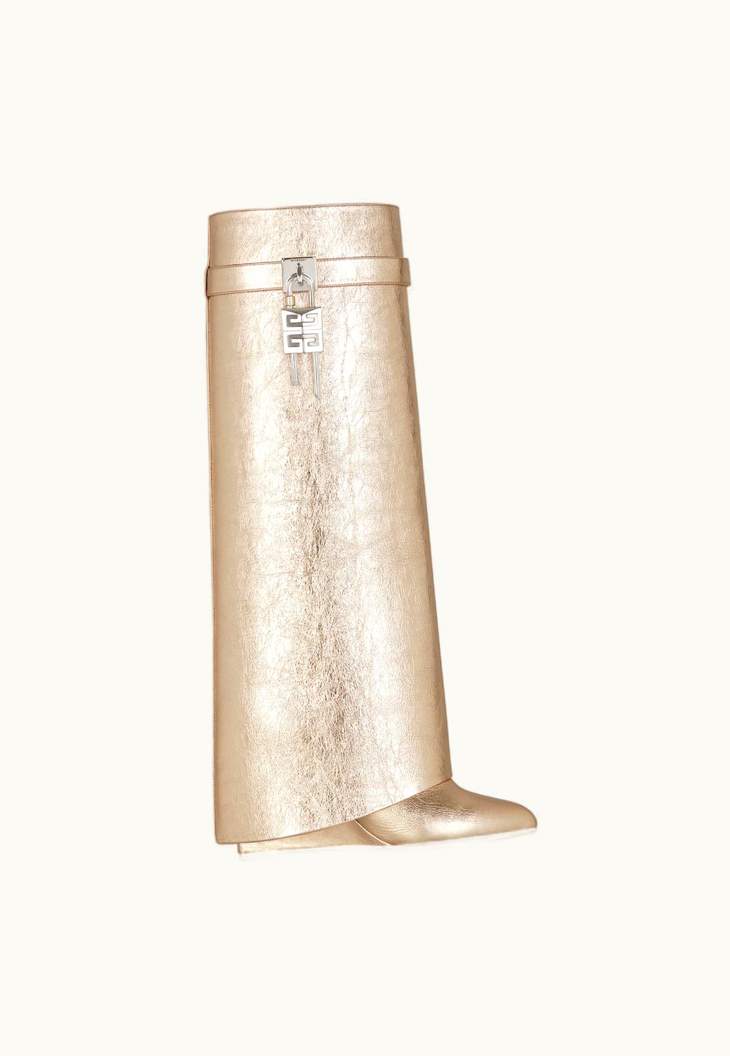 Givenchy Givenchy Shark Lock Boots In Laminated Leather - Dusty Gold