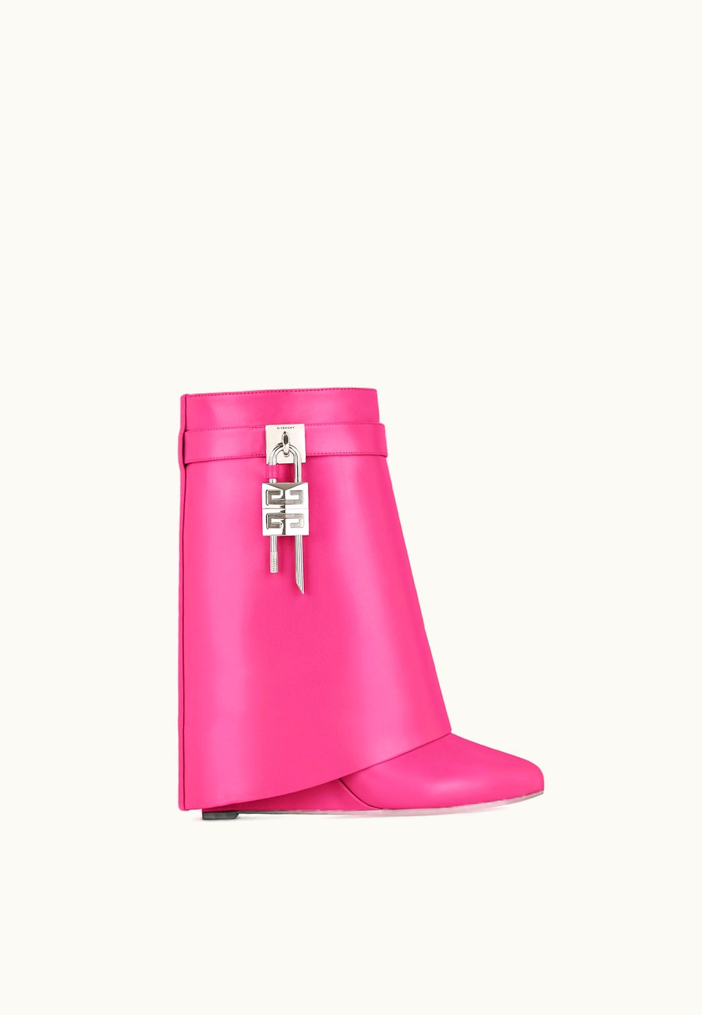 Givenchy Givenchy Shark Lock Ankle Boots In Leather - Neon Pink