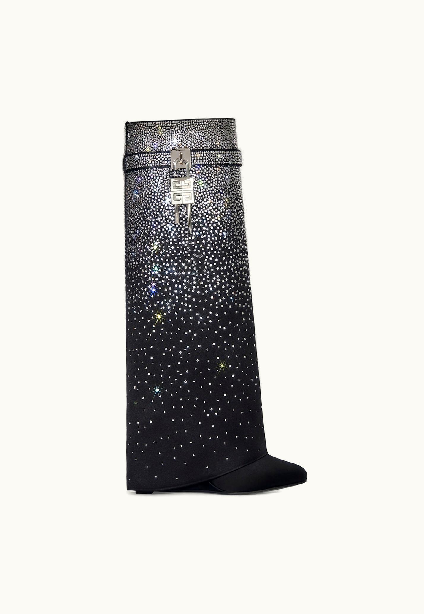 Givenchy Givenchy Shark Lock Boots In Satin With Strass - Black / Silvery