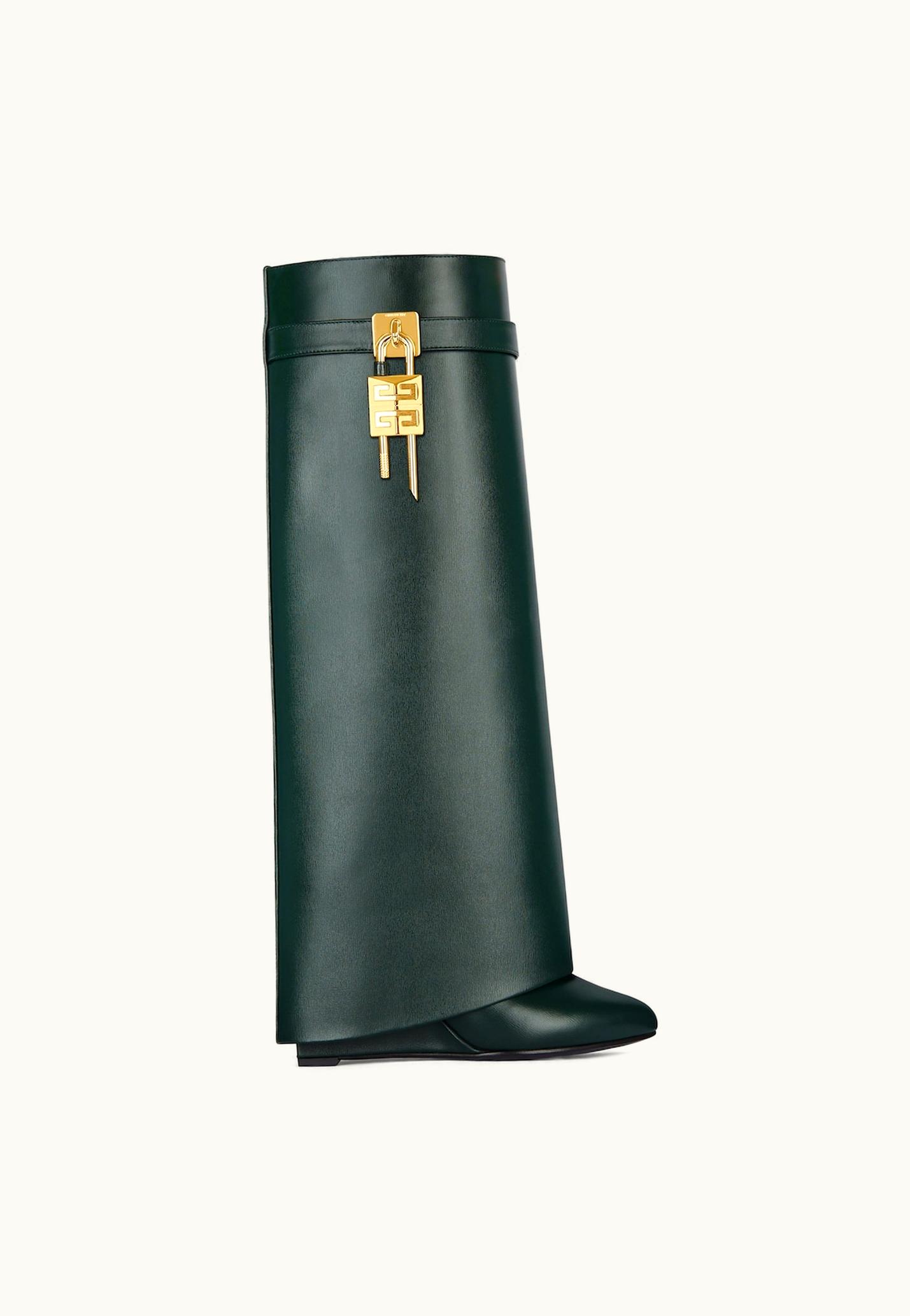 Givenchy Givenchy Shark Lock Boots In Leather - Green Forest