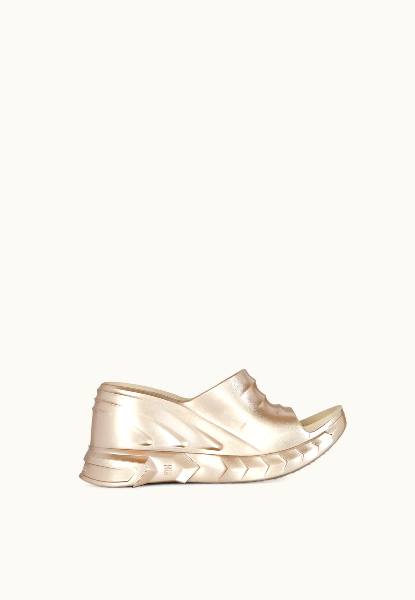 Givenchy Givenchy Marshmallow Wedge Sandals In Laminated Rubber - Dusty Gold