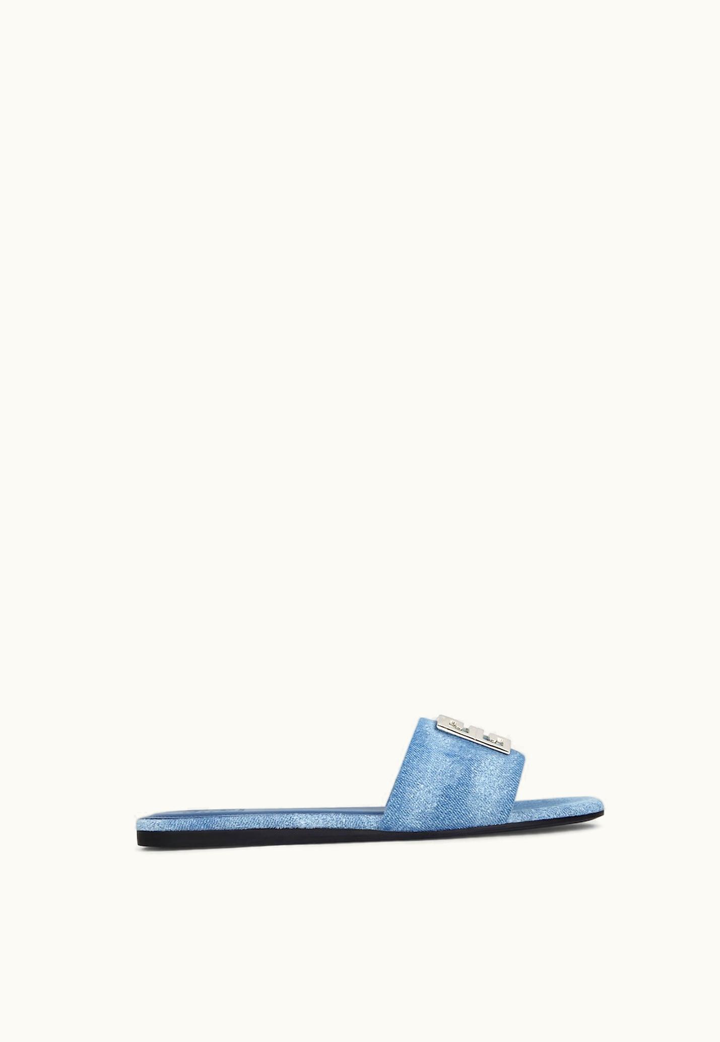 Givenchy Givenchy 4G Mules In Washed Denim - Medium Blue