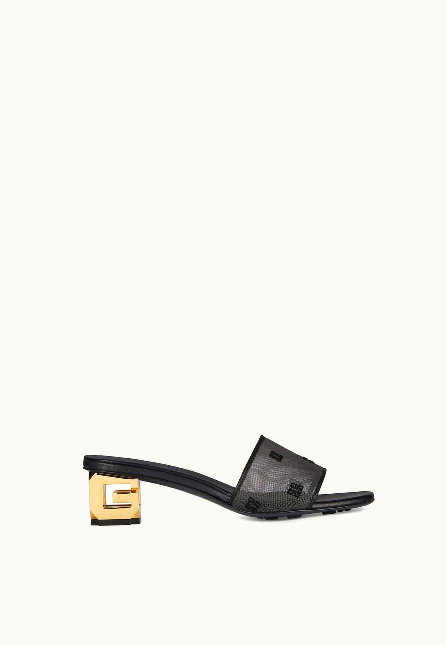Givenchy Givenchy G Cube Mules In 4G Transparent Mesh - Black