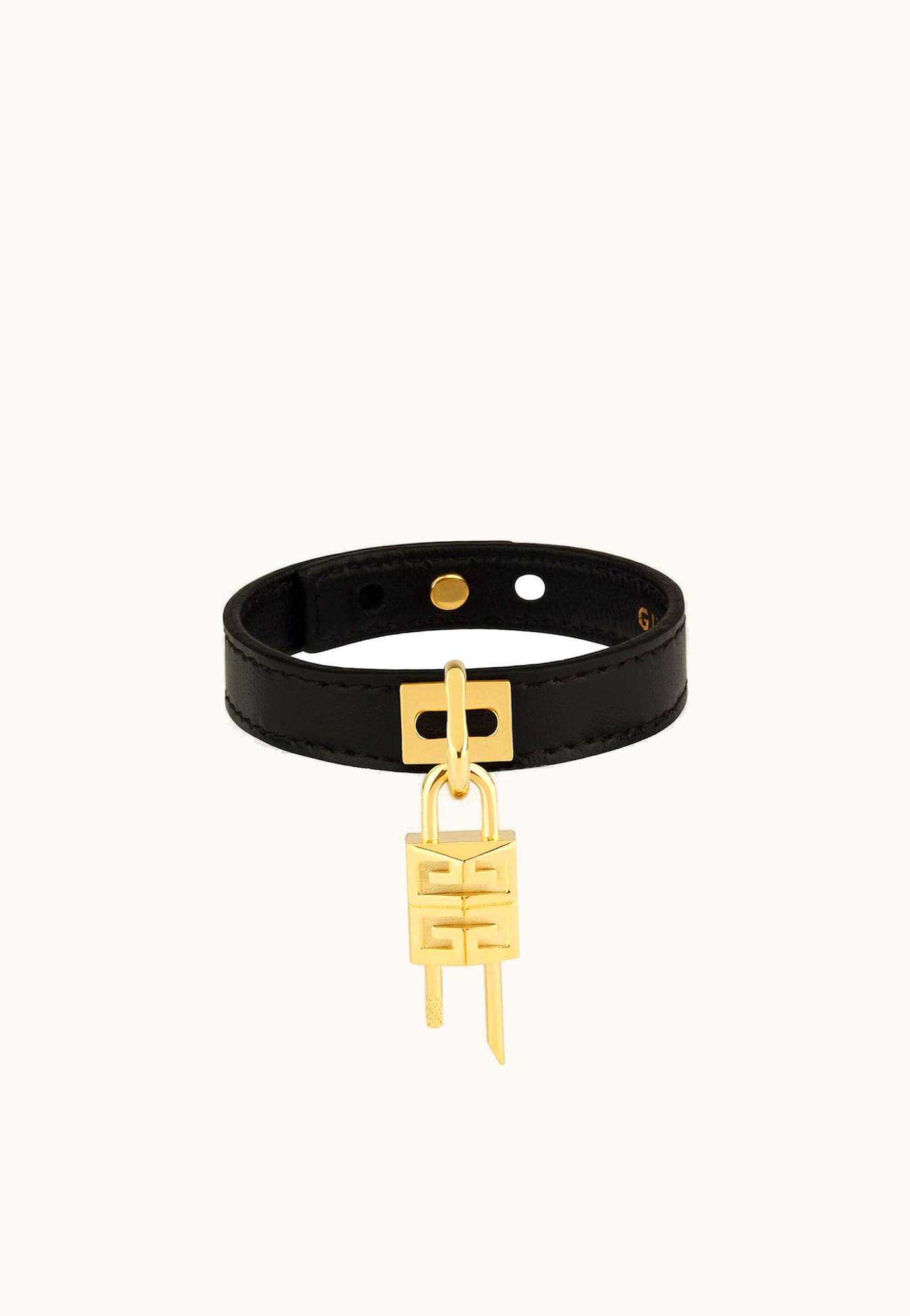 Givenchy Givenchy Mini Lock Bracelet In Metal And Leather - Black / Golden