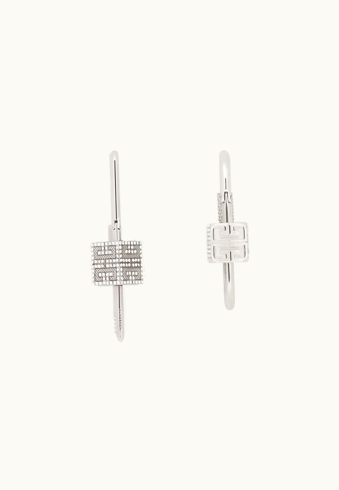 Givenchy Givenchy Lock Asymmetrical Earrings With Crystals - Silvery
