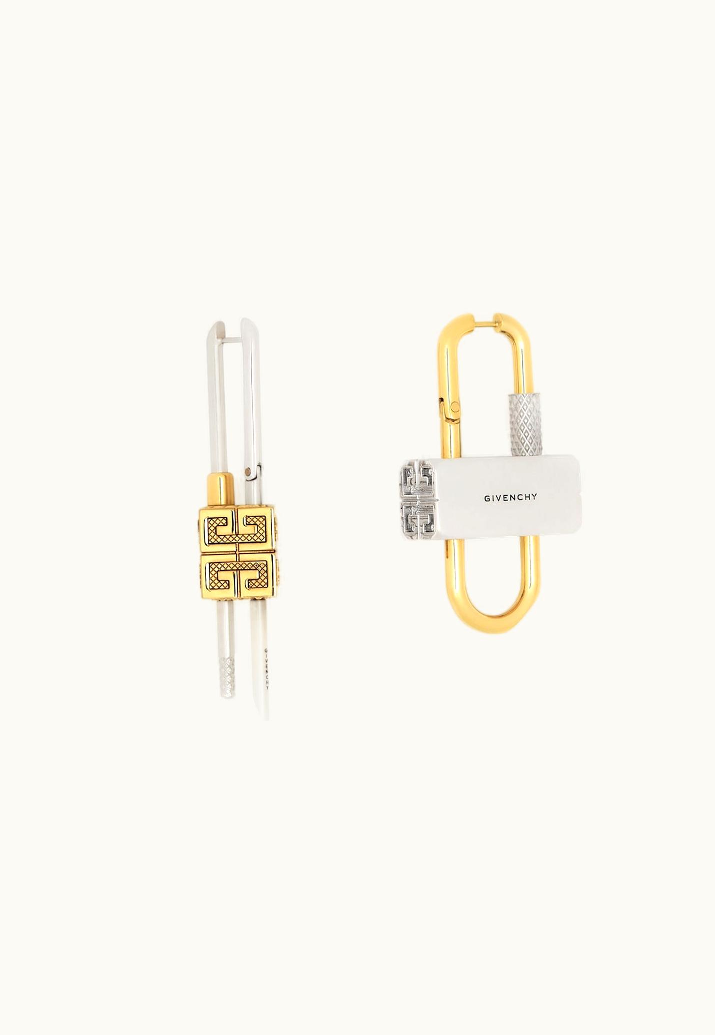 Givenchy Givenchy Lock Asymmetrical Earrings In Metal - Golden / Silvery