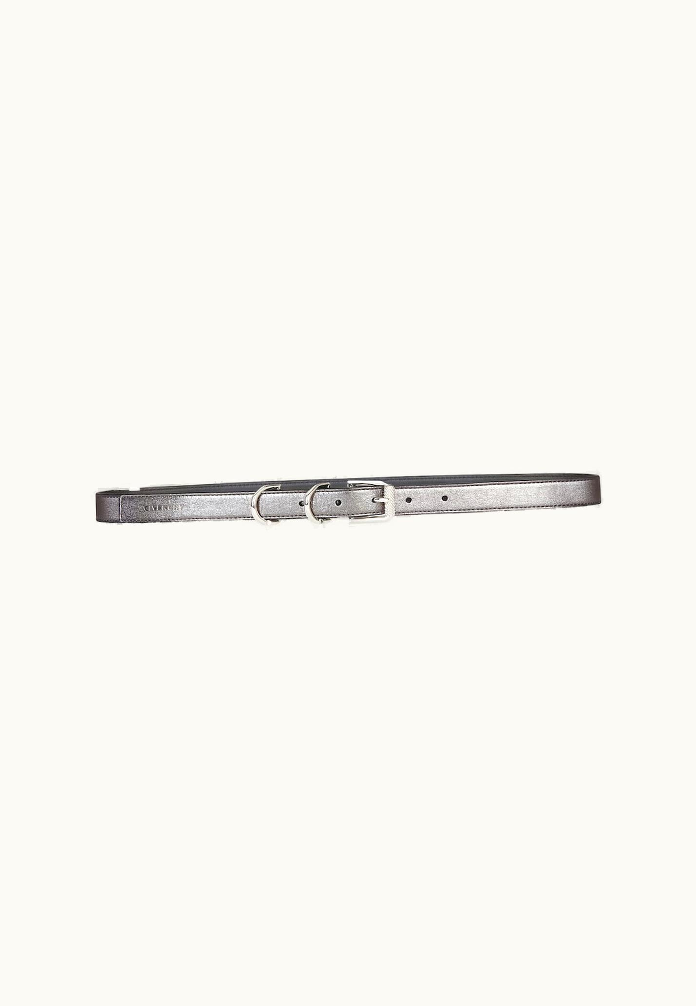 Givenchy Givenchy Voyou Belt In Laminated Leather - Silvery Grey