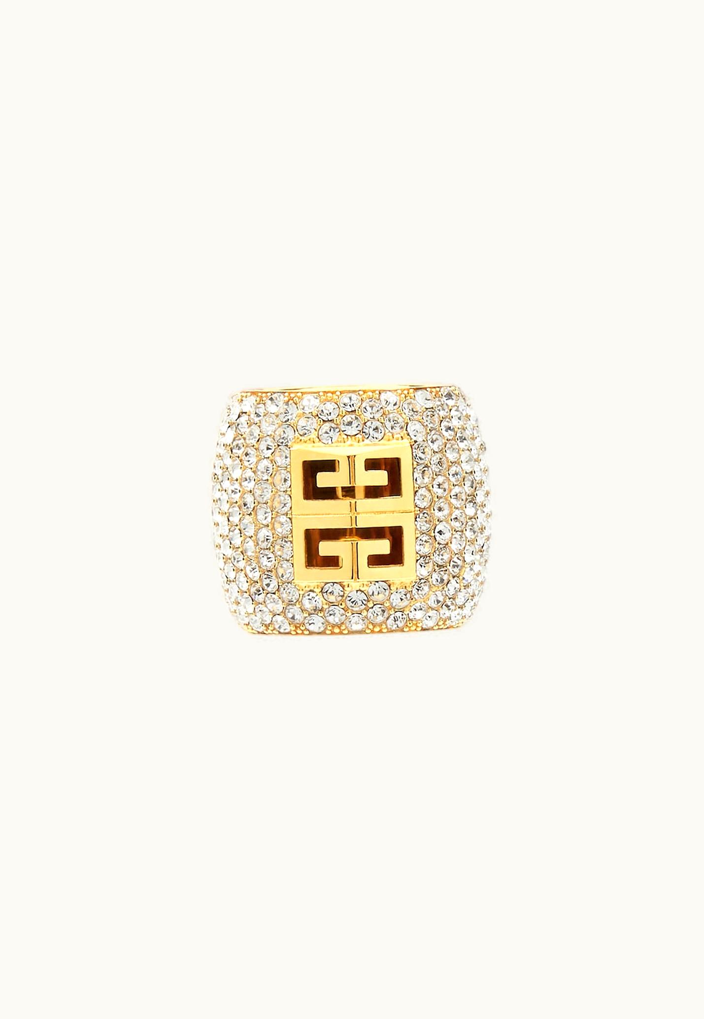 Givenchy Givenchy 4G Ring In Metal With Crystals - Golden Yellow