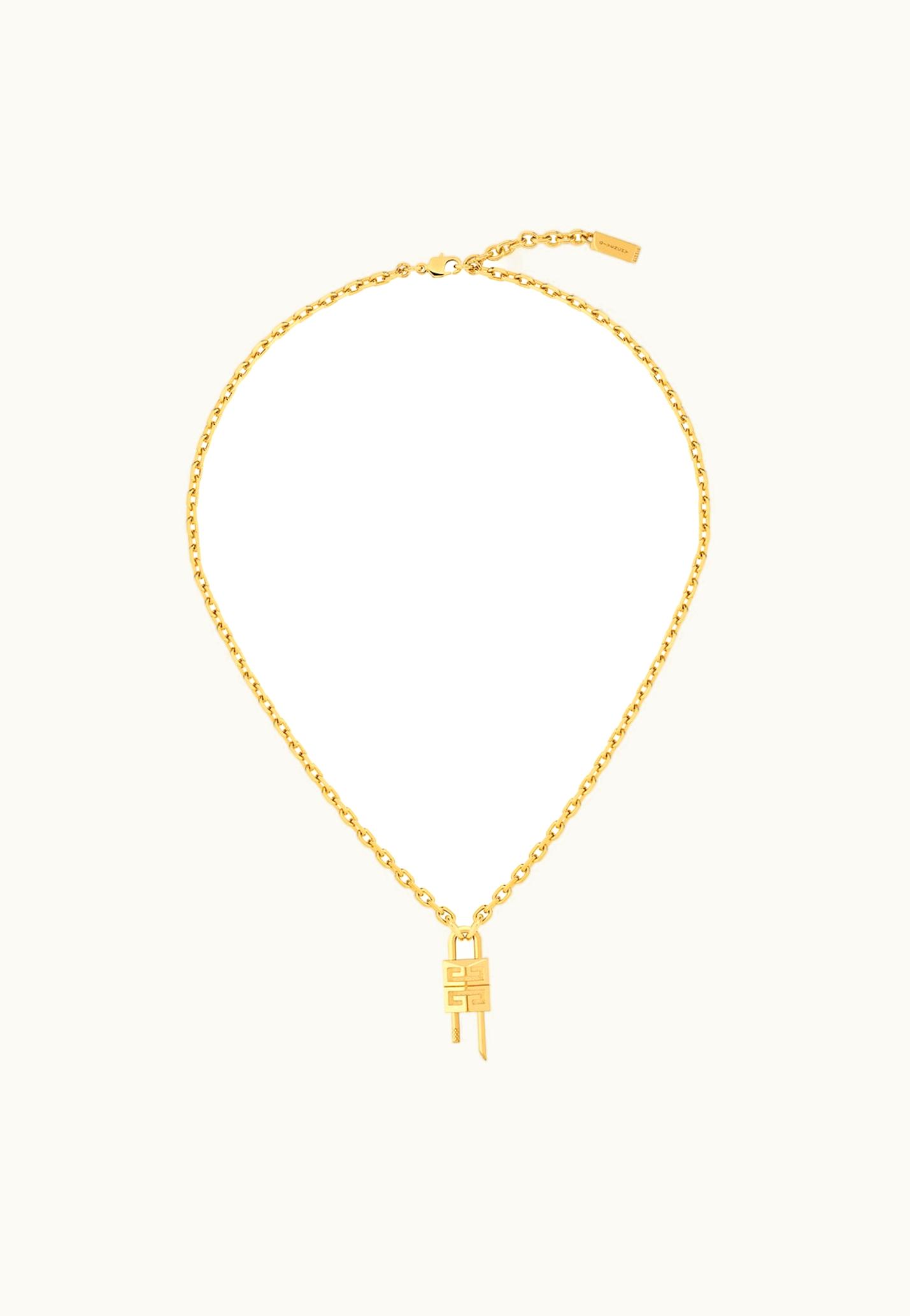 Givenchy Givenchy Mini Lock Necklace In Metal - Golden Yellow