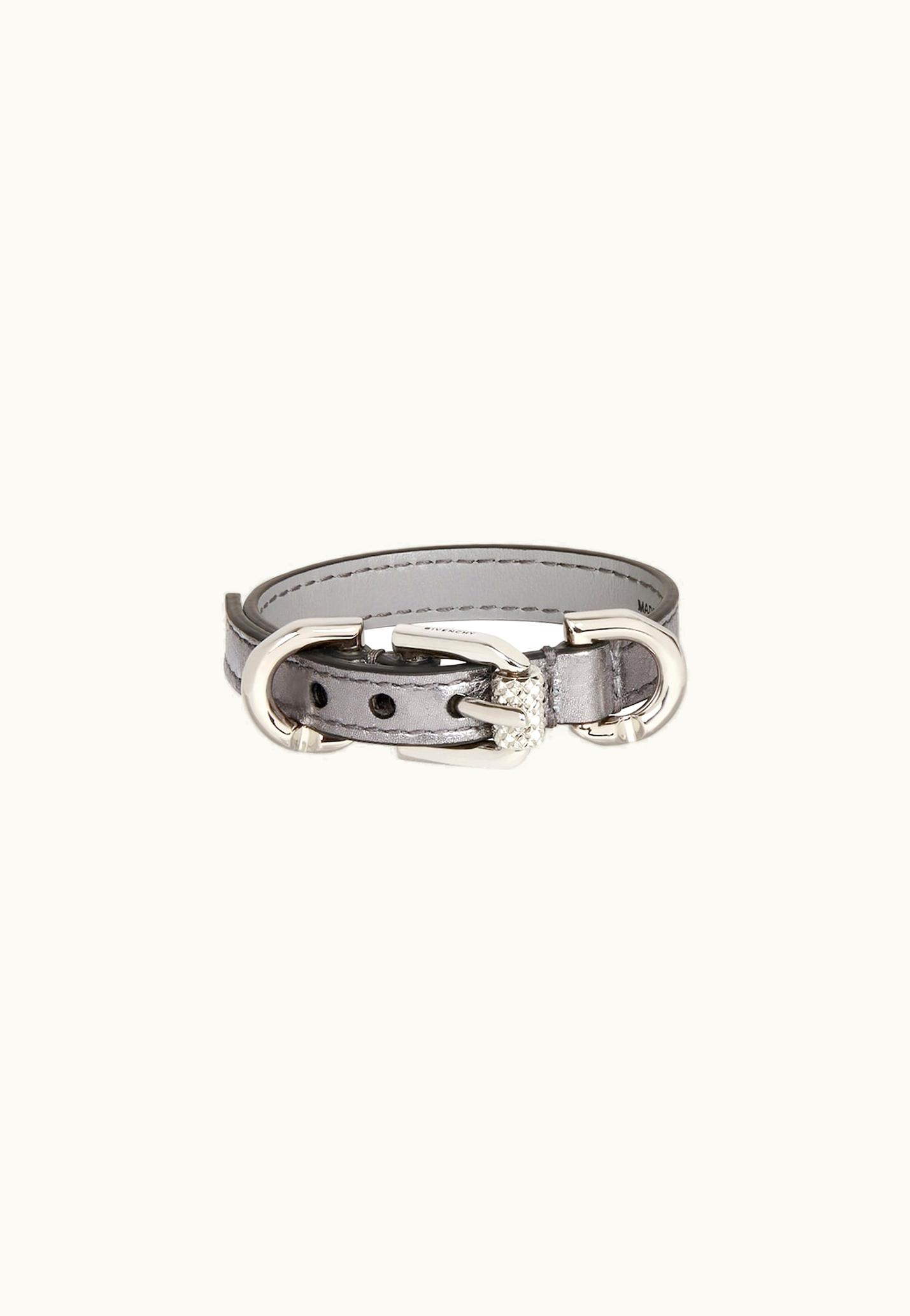 Givenchy Givenchy Voyou Bracelet In Laminated Leather And Metal - Silvery Grey