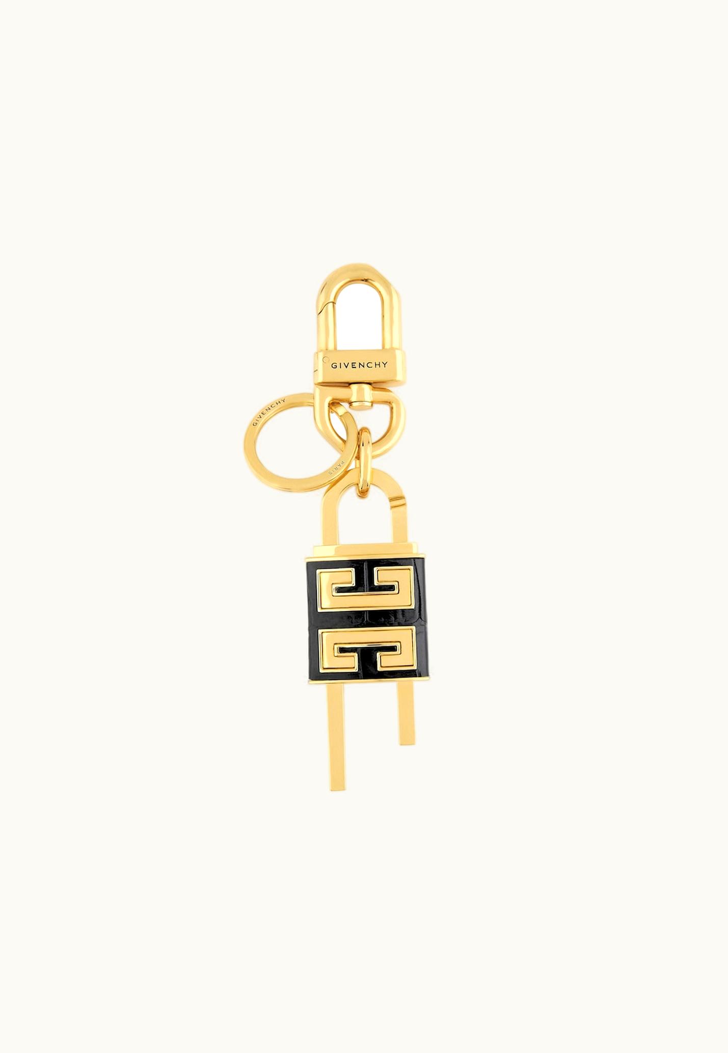 Givenchy Givenchy 4G Padlock Keyring In Metal And Leather - Black