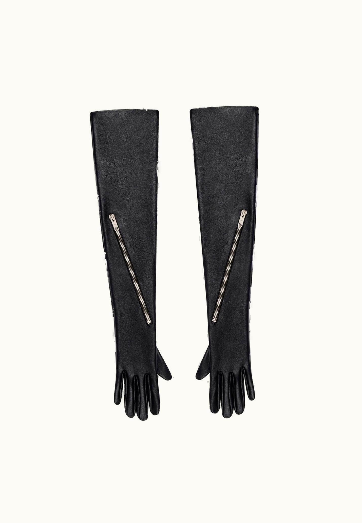 Givenchy Givenchy Voyou Long Zipped Gloves In Leather - Black