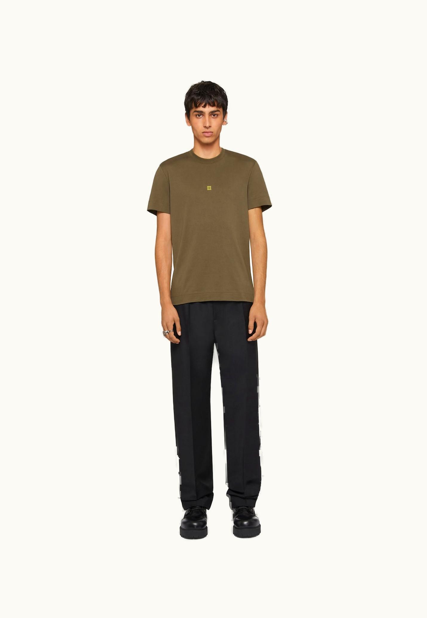 Givenchy Givenchy Slim Fit T-Shirt In Cotton - Khaki / Yellow
