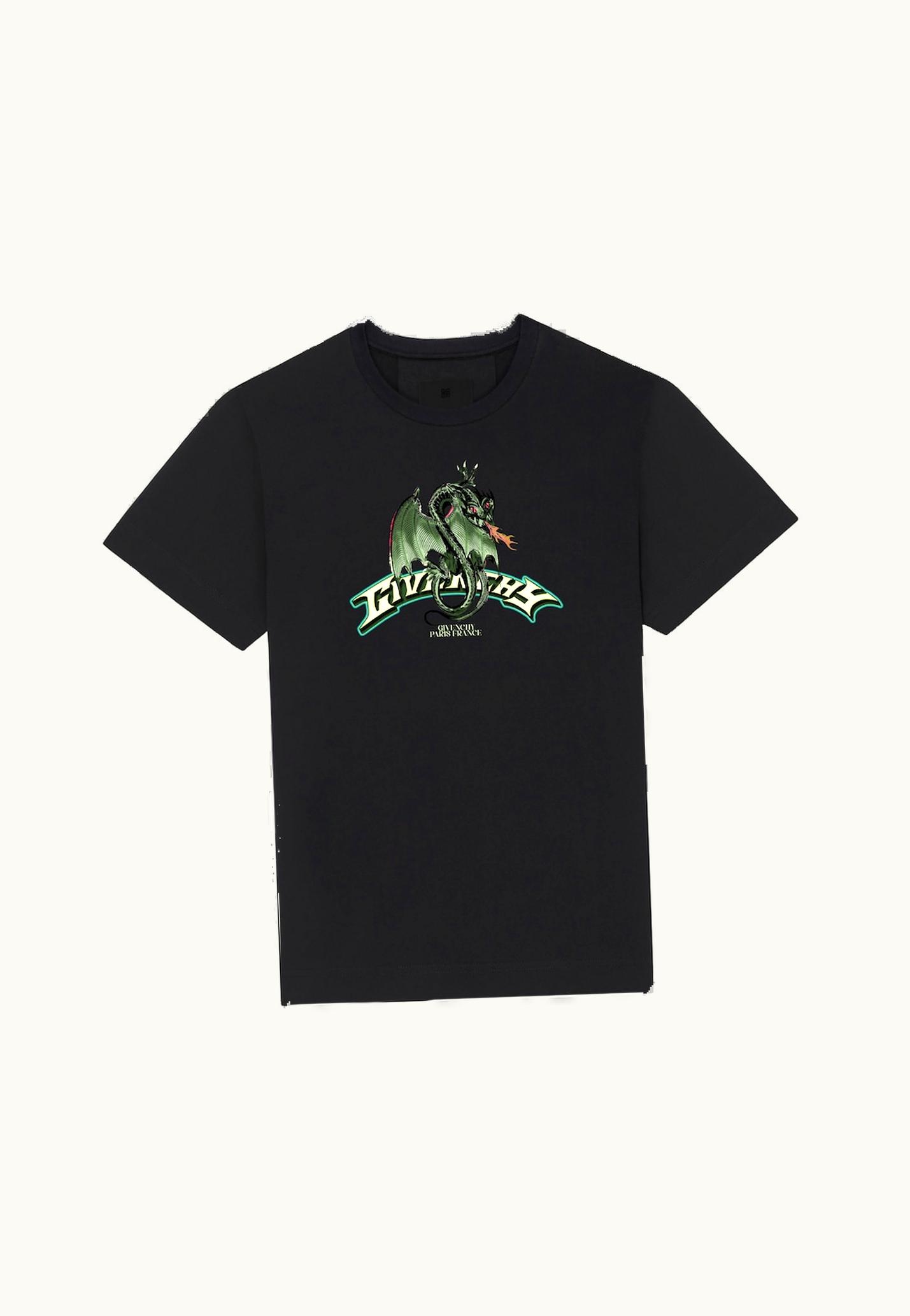 Givenchy Slim Fit T-Shirt In Cotton With Givenchy Dragon Print