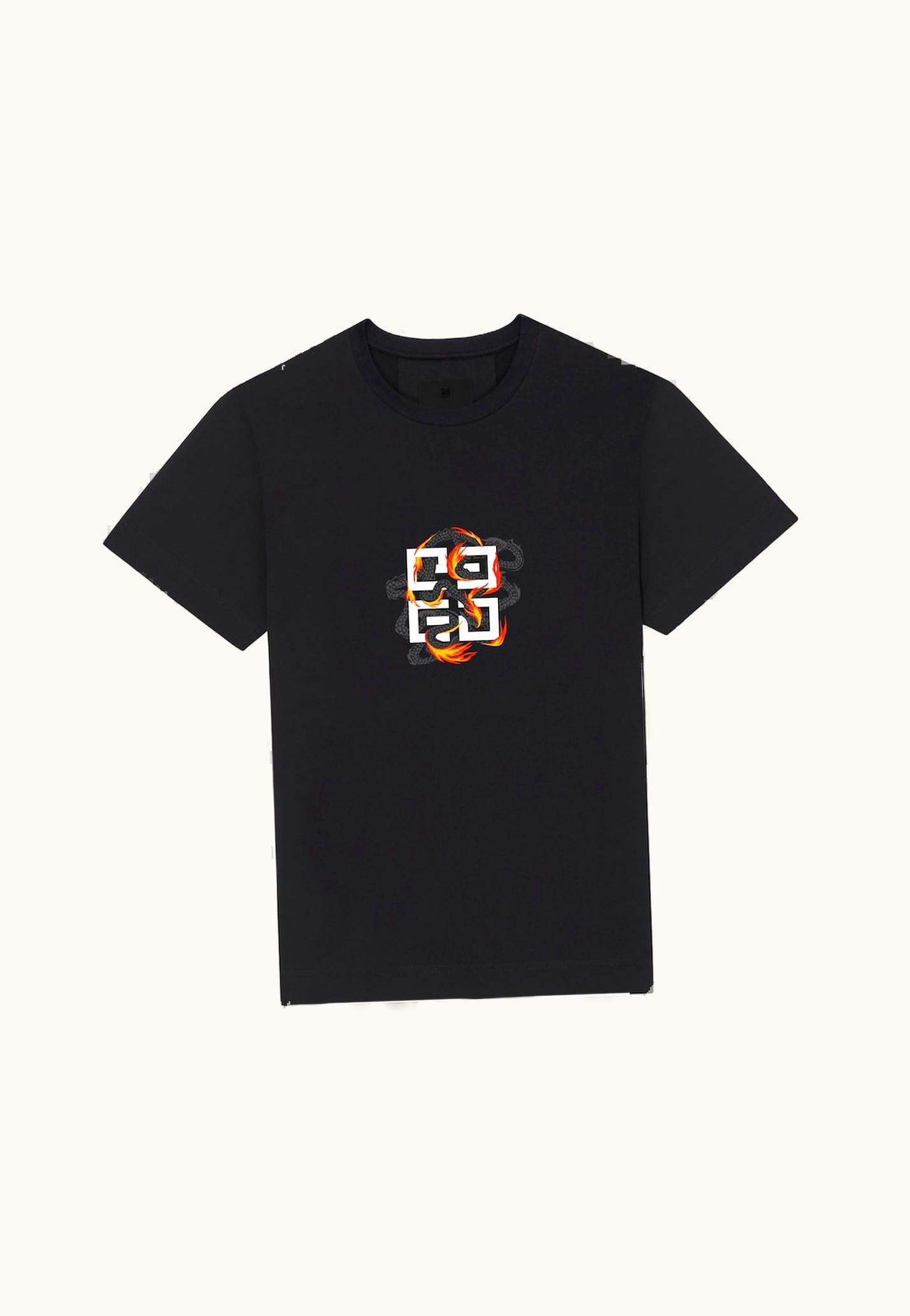 Givenchy Givenchy Slim Fit T-Shirt In Cotton With 4G Dragon Print