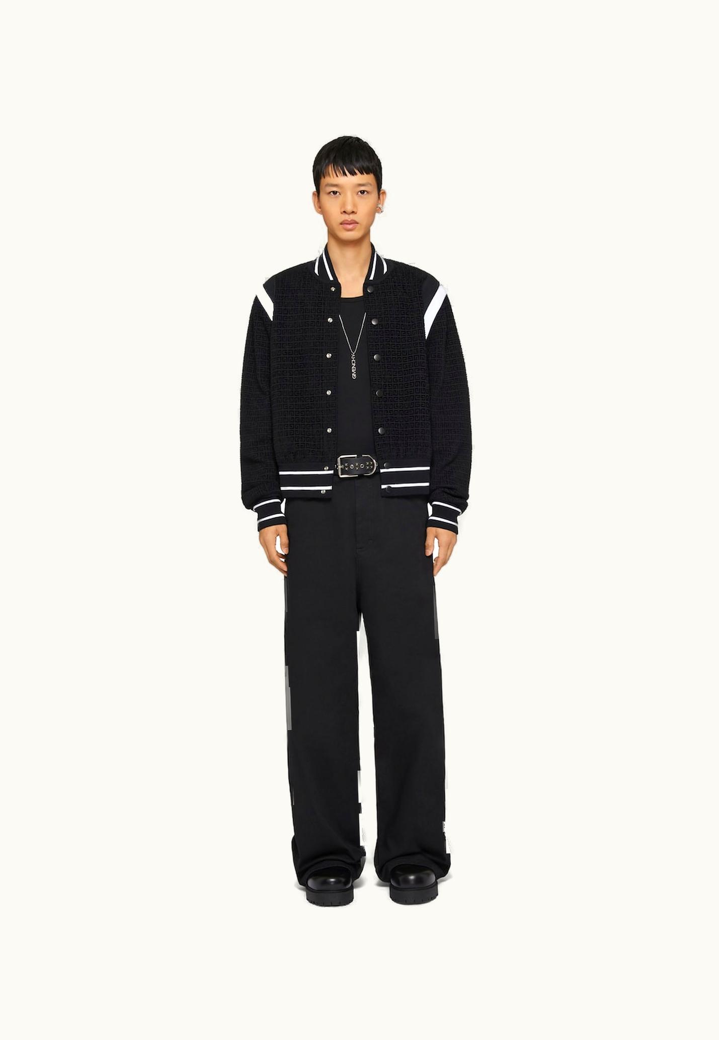 Givenchy Givenchy Varsity Jacket In 4G Knit With Velvet Effect - Black