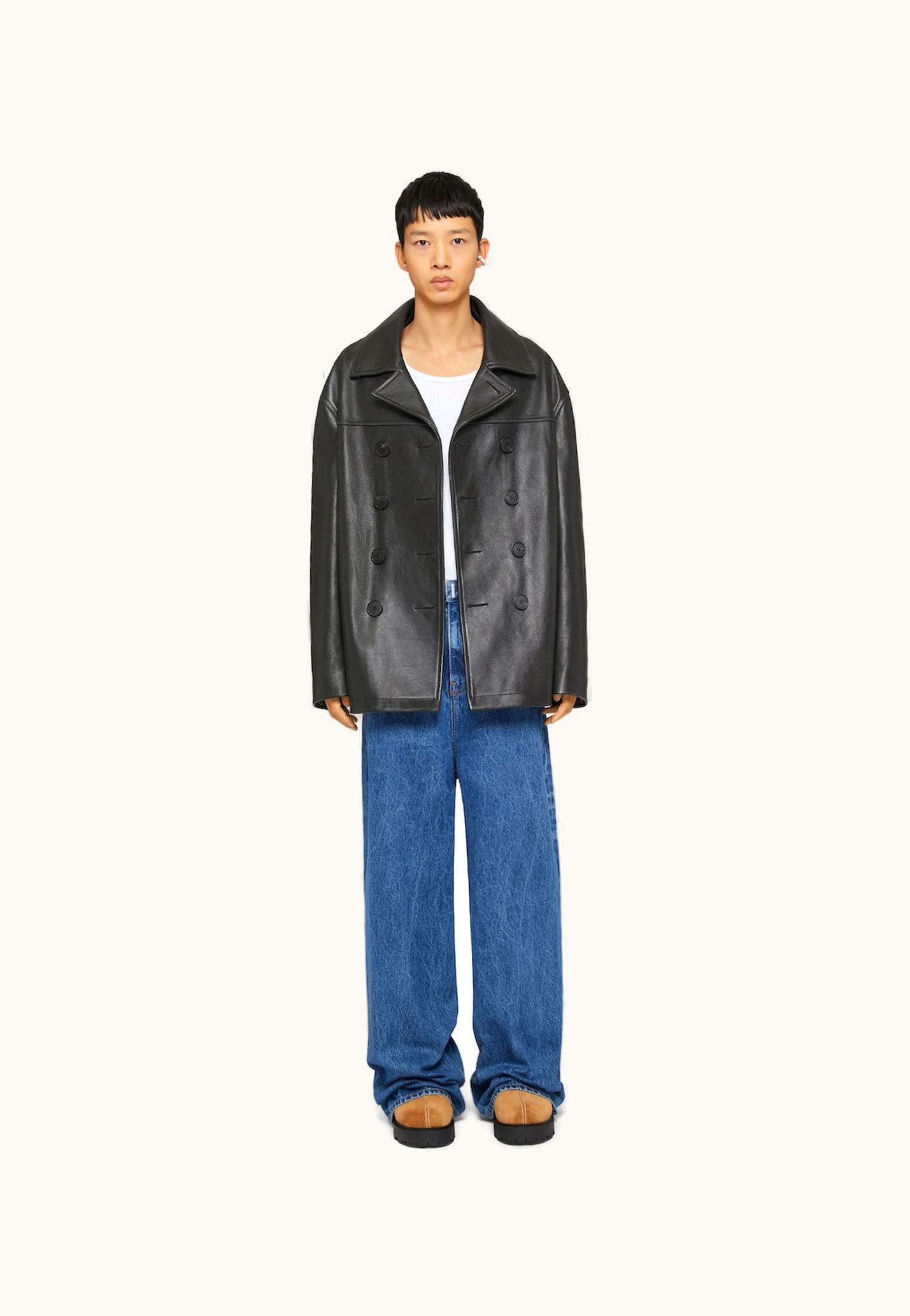 Givenchy Givenchy Low Crotch Wide Jeans In Marble Denim - Indigo Blue