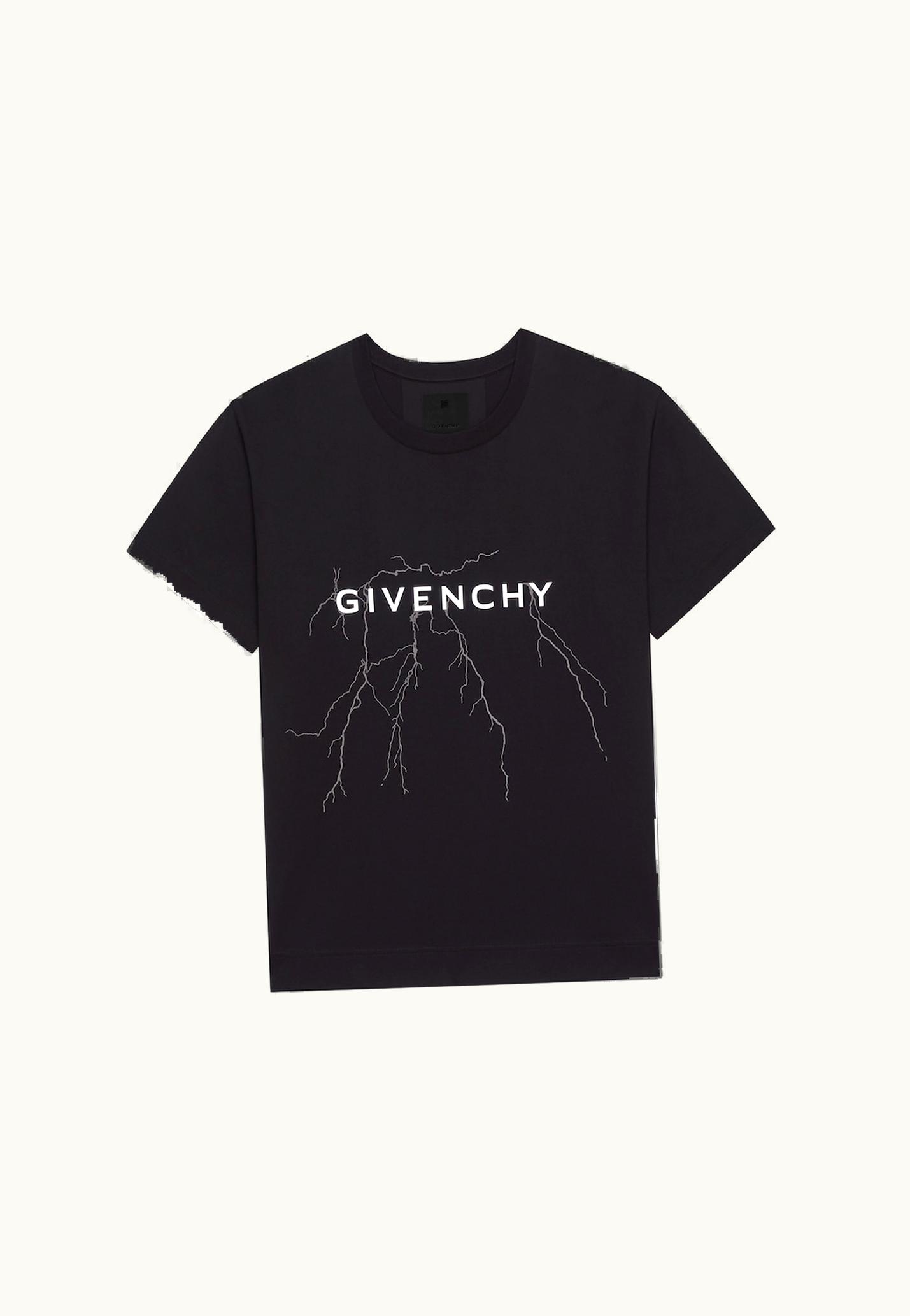 Givenchy Givenchy Boxy Fit T-Shirt In Cotton With Reflective Artwork - Black