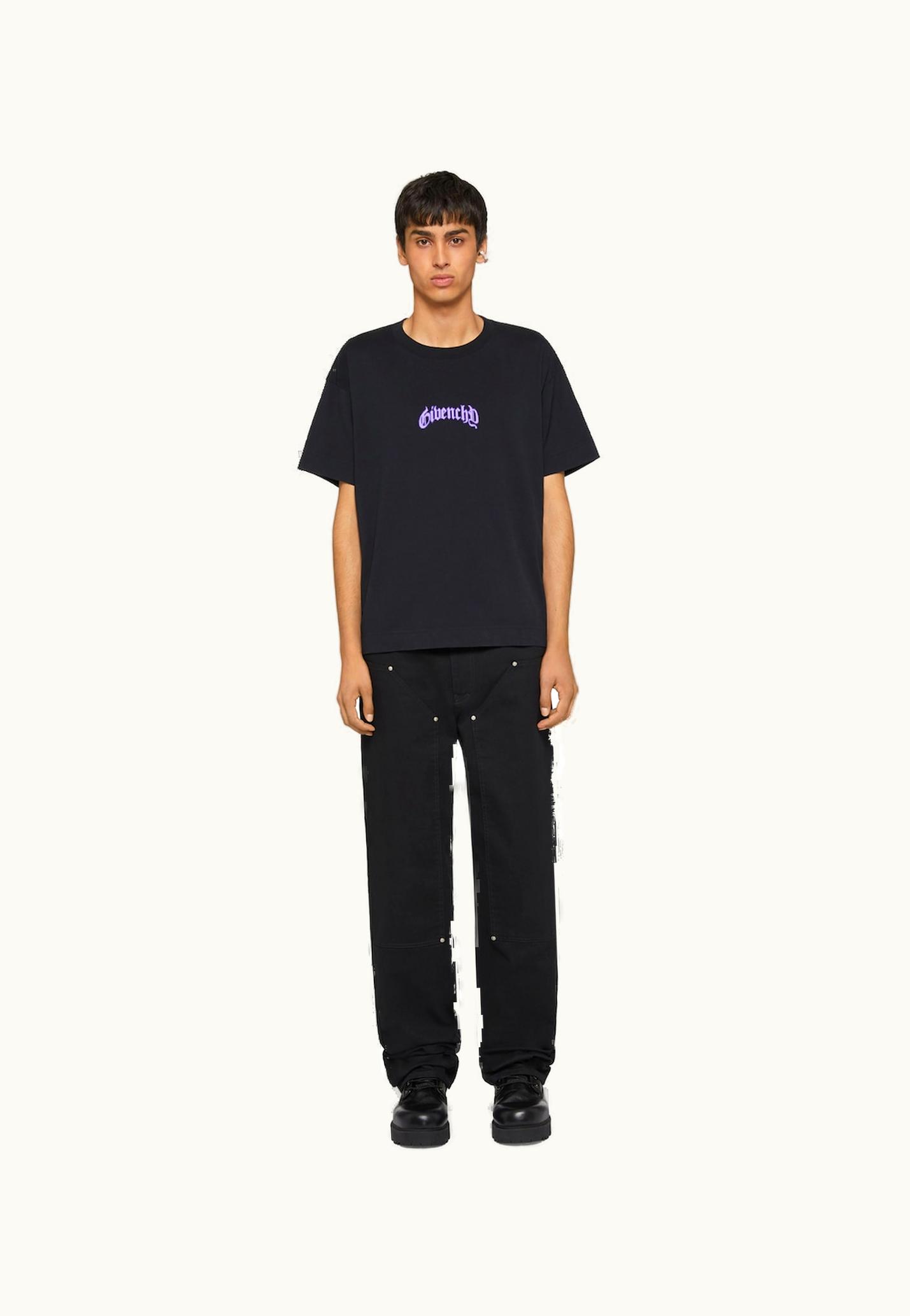Givenchy Givenchy Boxy Fit T-Shirt In Cotton With Reflective Artwork - Black BLACK