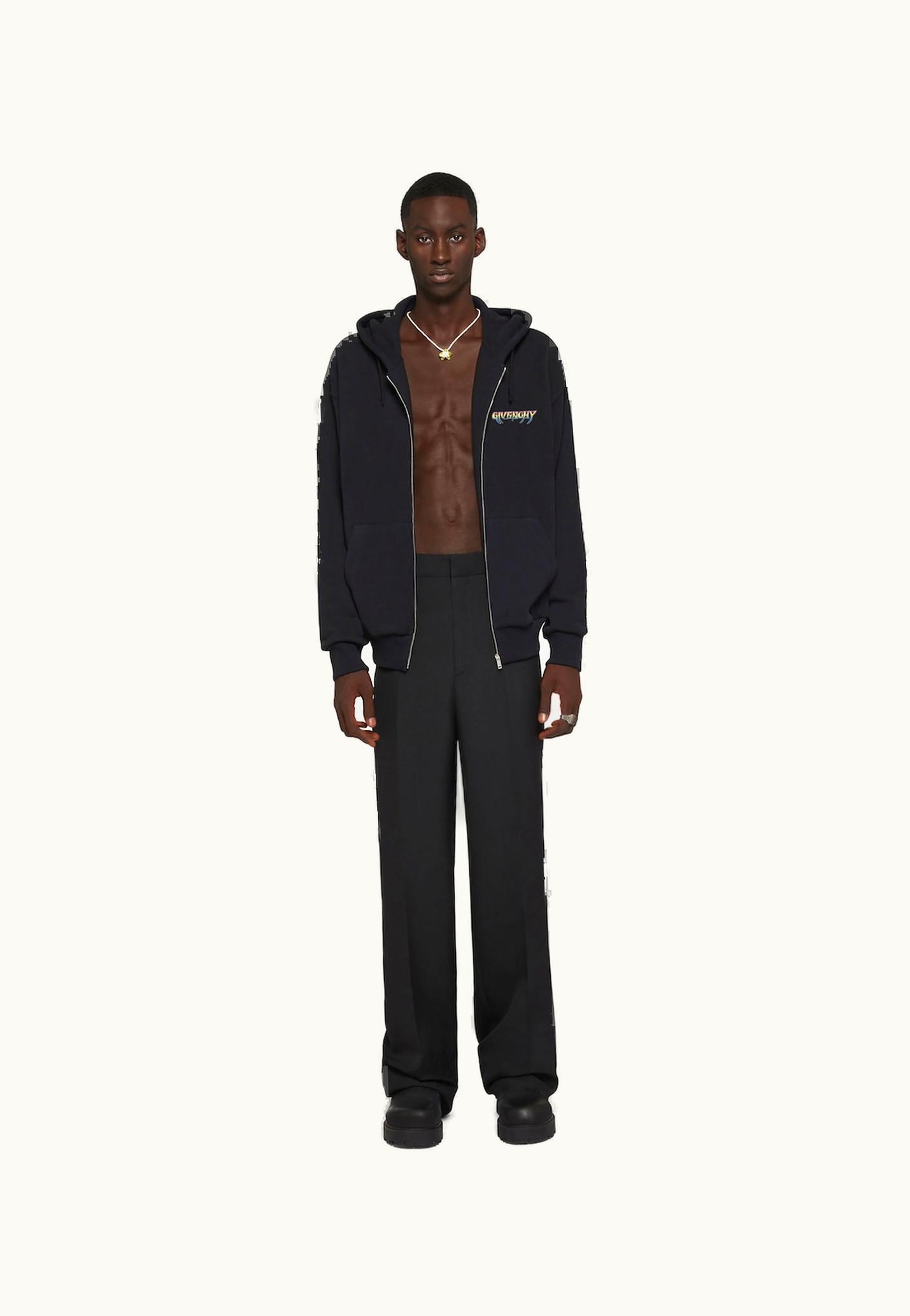 Givenchy Givenchy World Tour Boxy Fit Hoodie In Fleece - Black