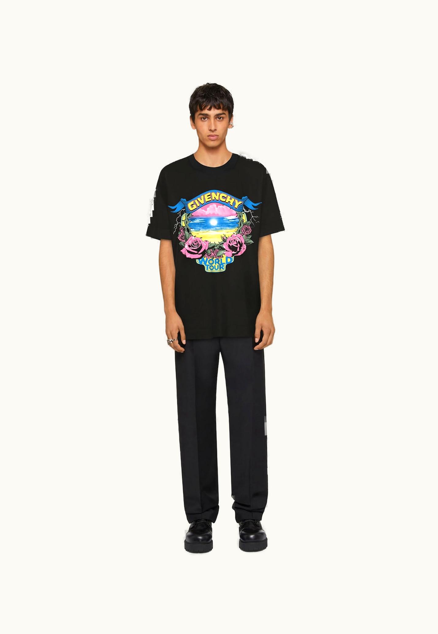 Givenchy Givenchy World Tour Oversized T-Shirt In Cotton - Black