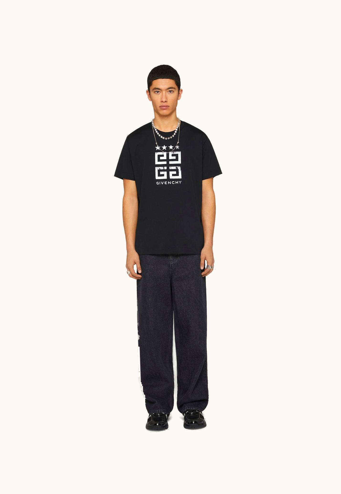 Givenchy Givenchy 4G Stars Slim Fit T-Shirt In Cotton - Black