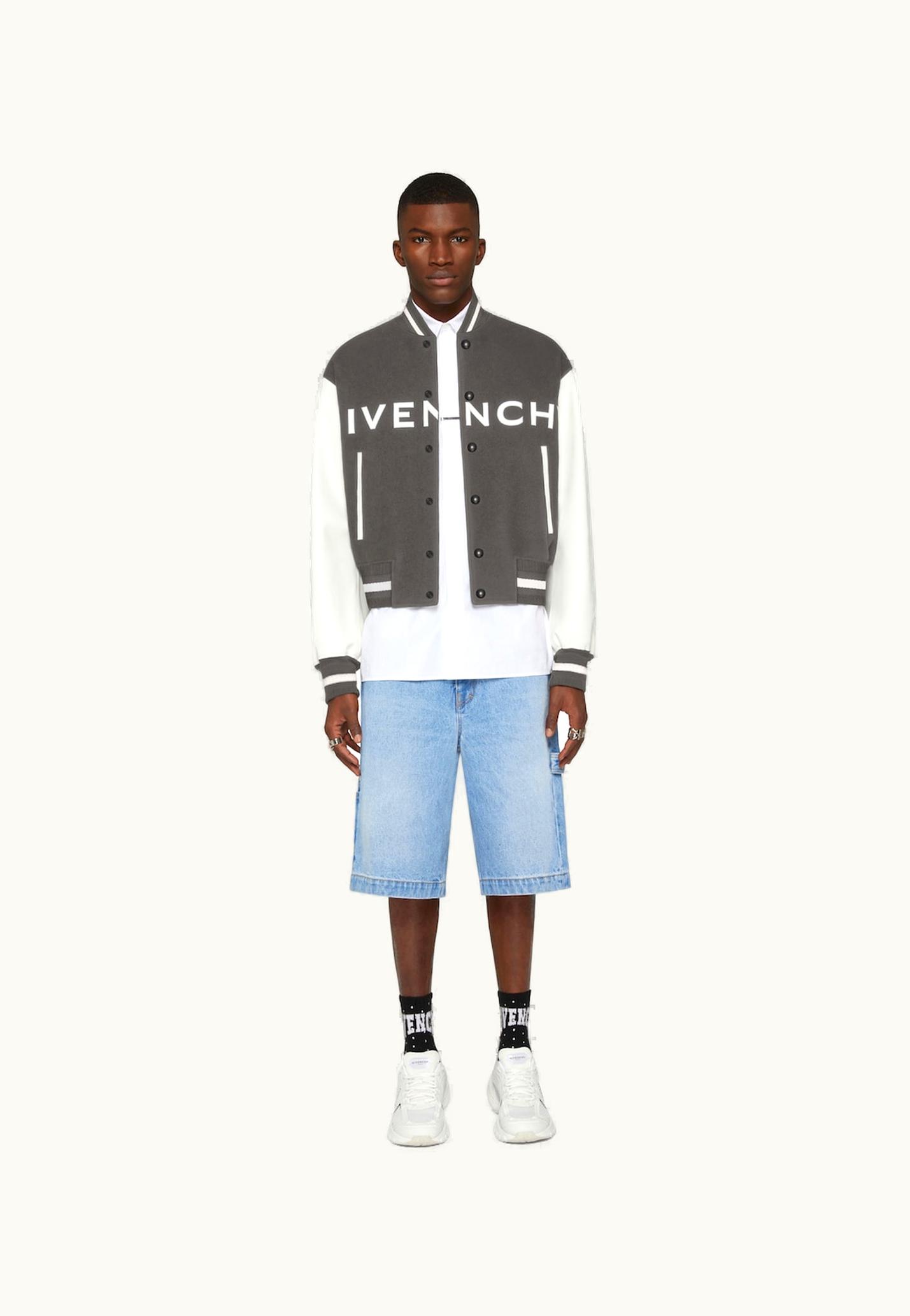Givenchy Givenchy Varsity Jacket In Wool And Leather - Greyish Green