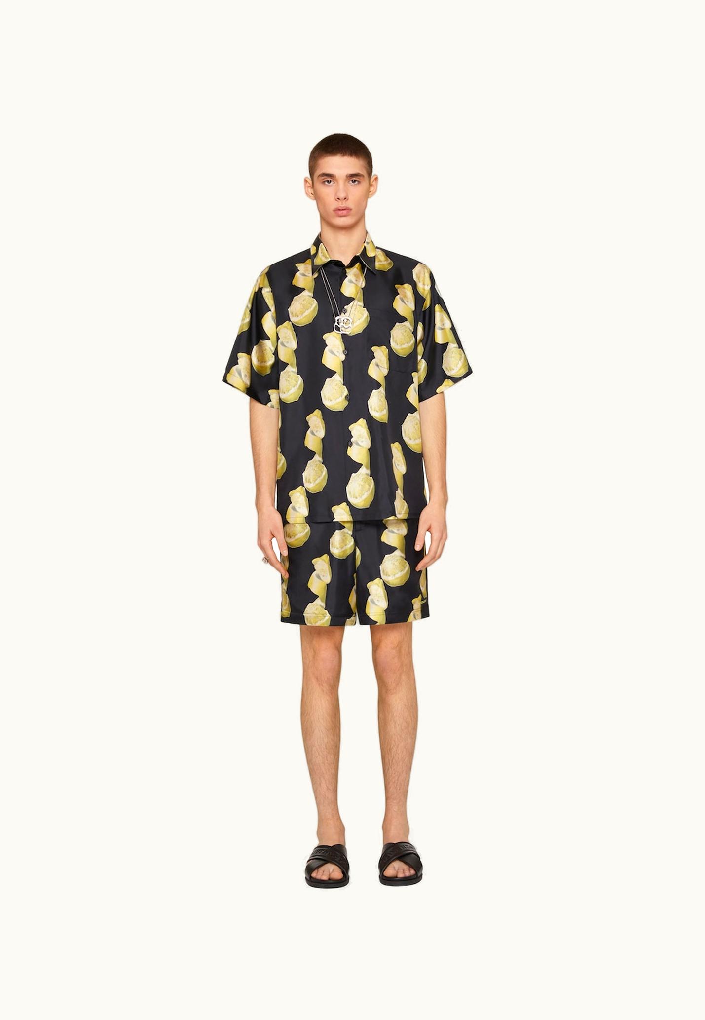 Givenchy Givenchy Bermuda Shorts In Printed Silk - Black / Yellow