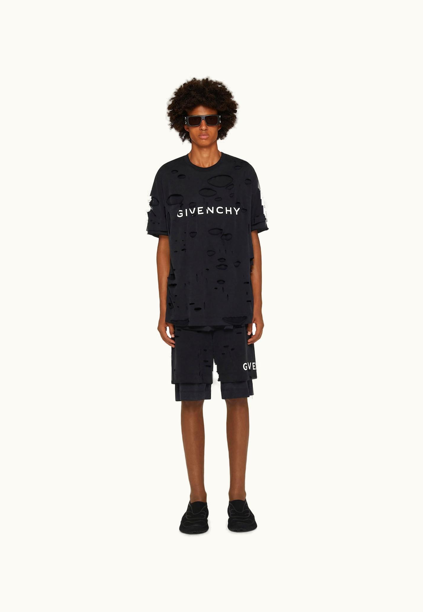 Givenchy Givenchy Bermuda Shorts In Felpa With Destroyed Effect - Faded Black