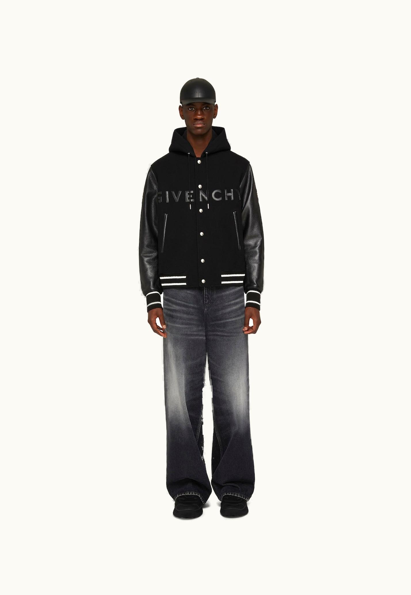 Givenchy Givenchy Hooded Varsity Jacket In Wool And Leather - Black