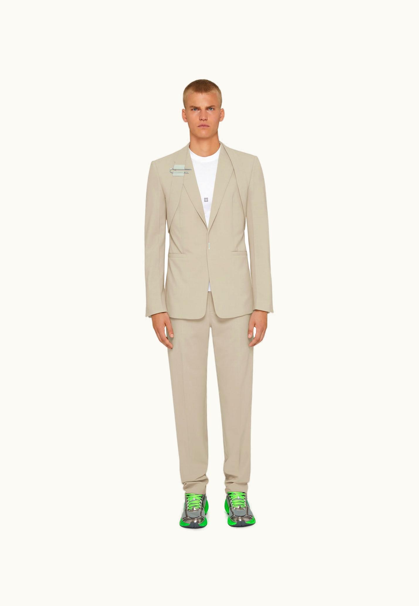 Givenchy Givenchy Slim Fit Pants In Wool - Stone Grey