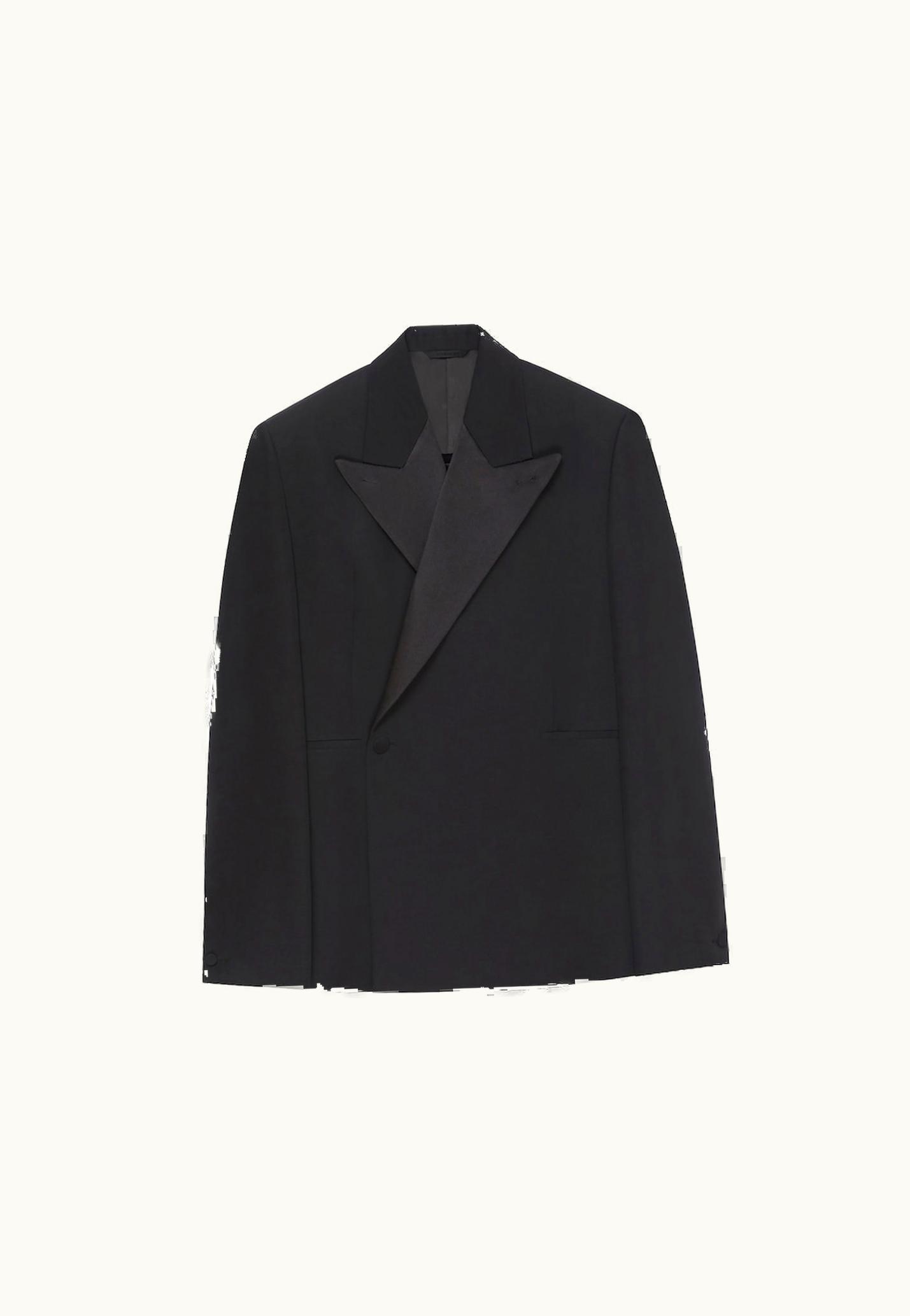 Givenchy Givenchy Oversized Jacket In Wool Flannel With Satin Collar - Black