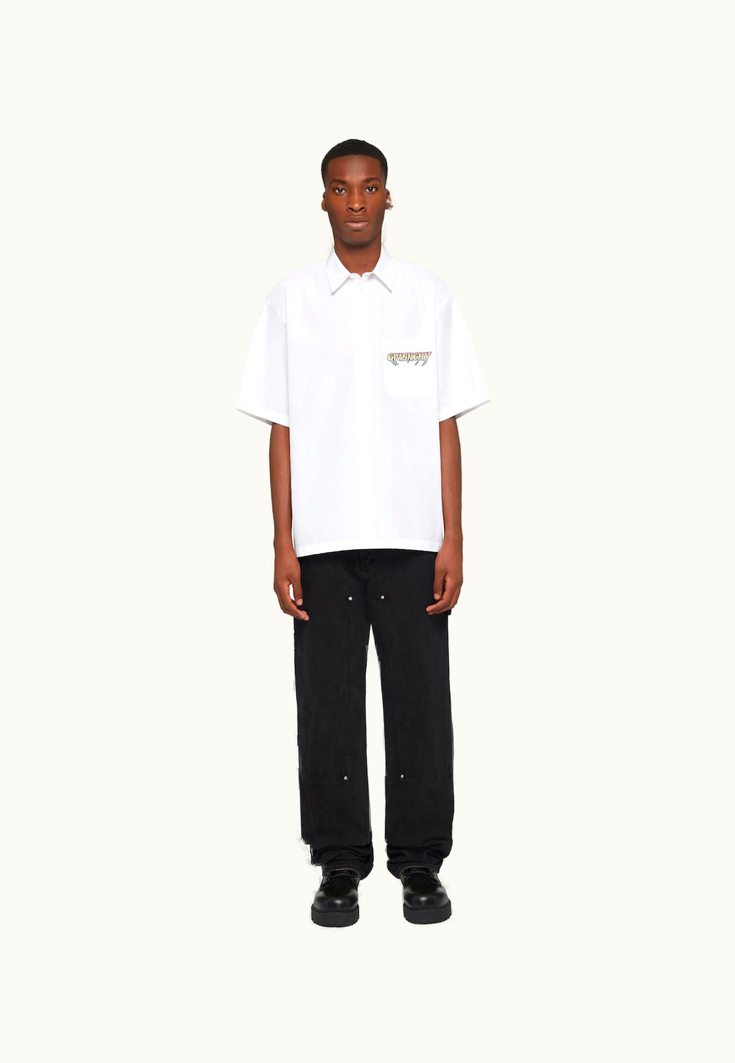 Givenchy Shirt In Poplin With Givenchy World Tour Print - White