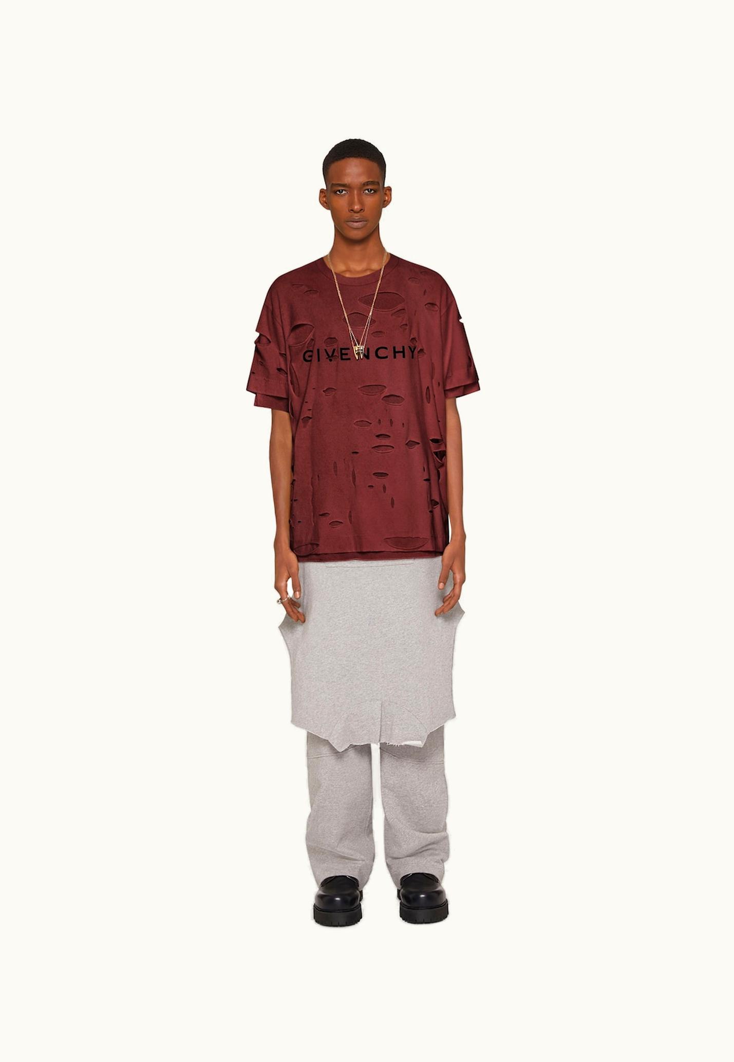 Givenchy Givenchy Oversized T-Shirt In Destroyed Cotton - Dark Red
