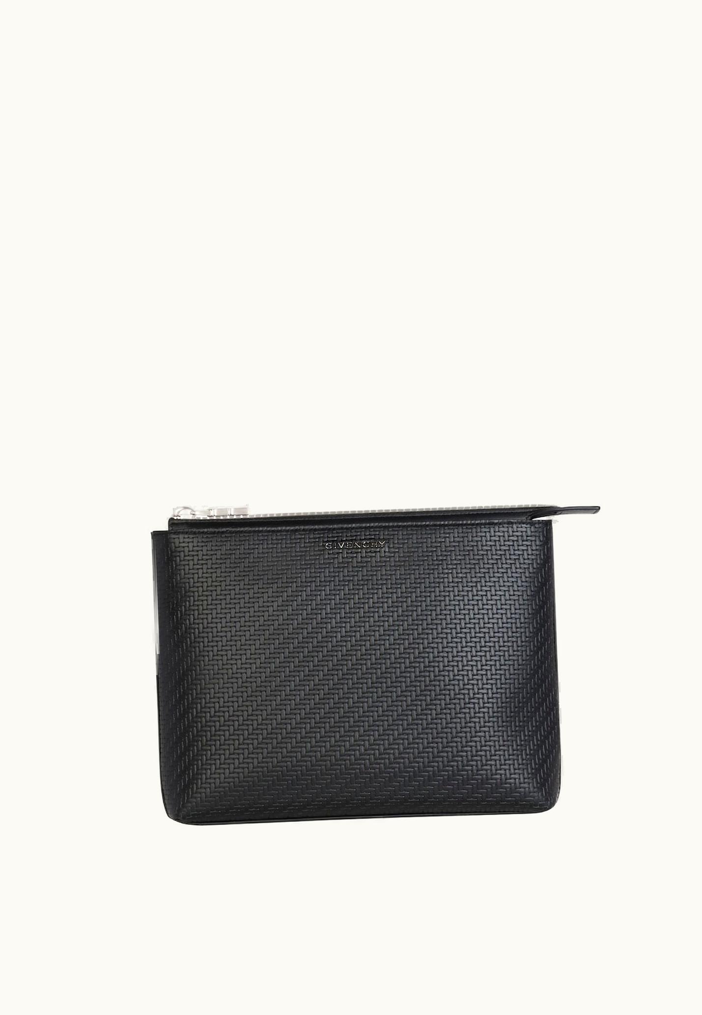 Givenchy Givenchy Travel Pouch In braided-effect Leather - Black