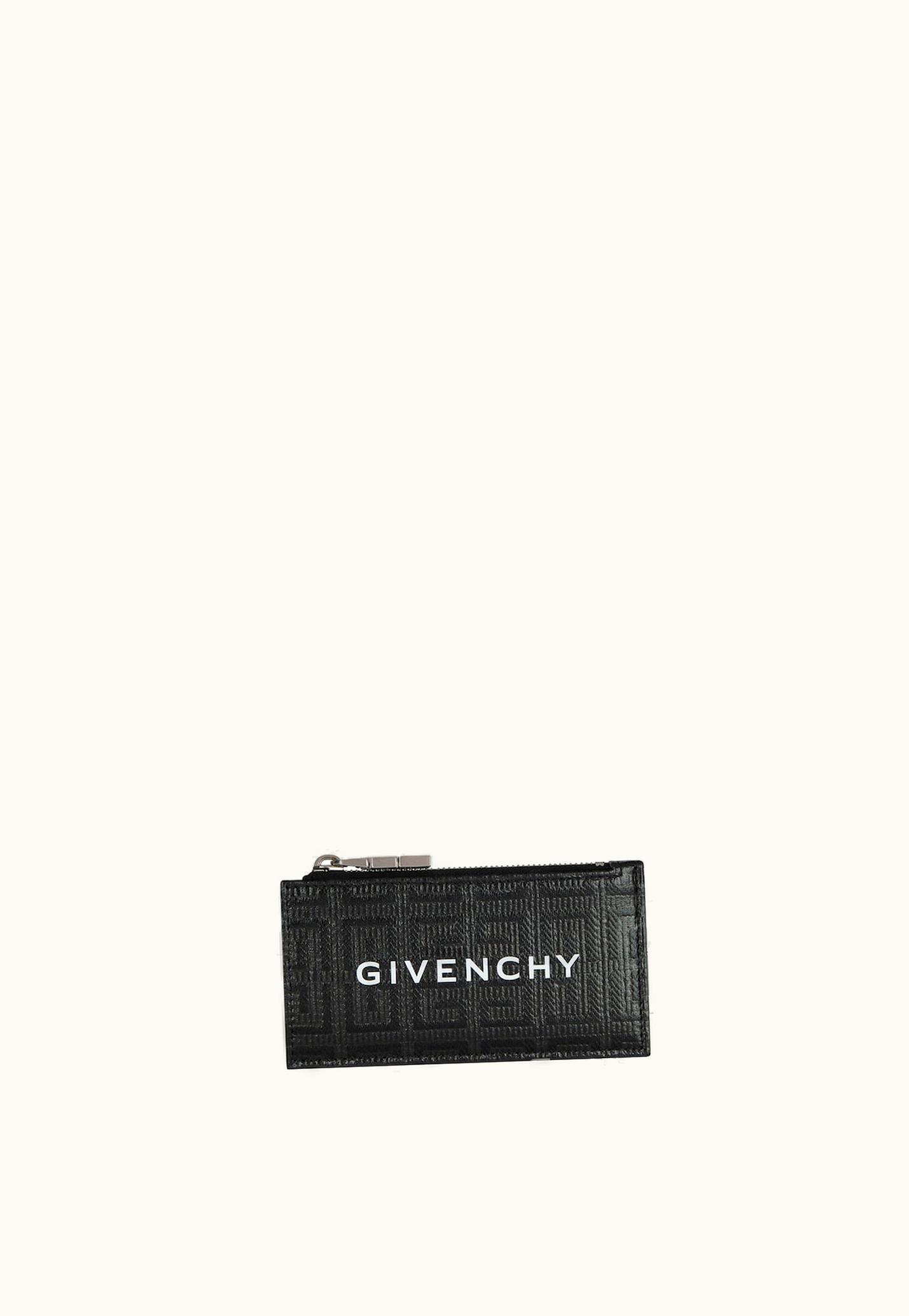 Givenchy Givenchy Zipped Card Holder In 4G Coated Canvas And Leather - Black