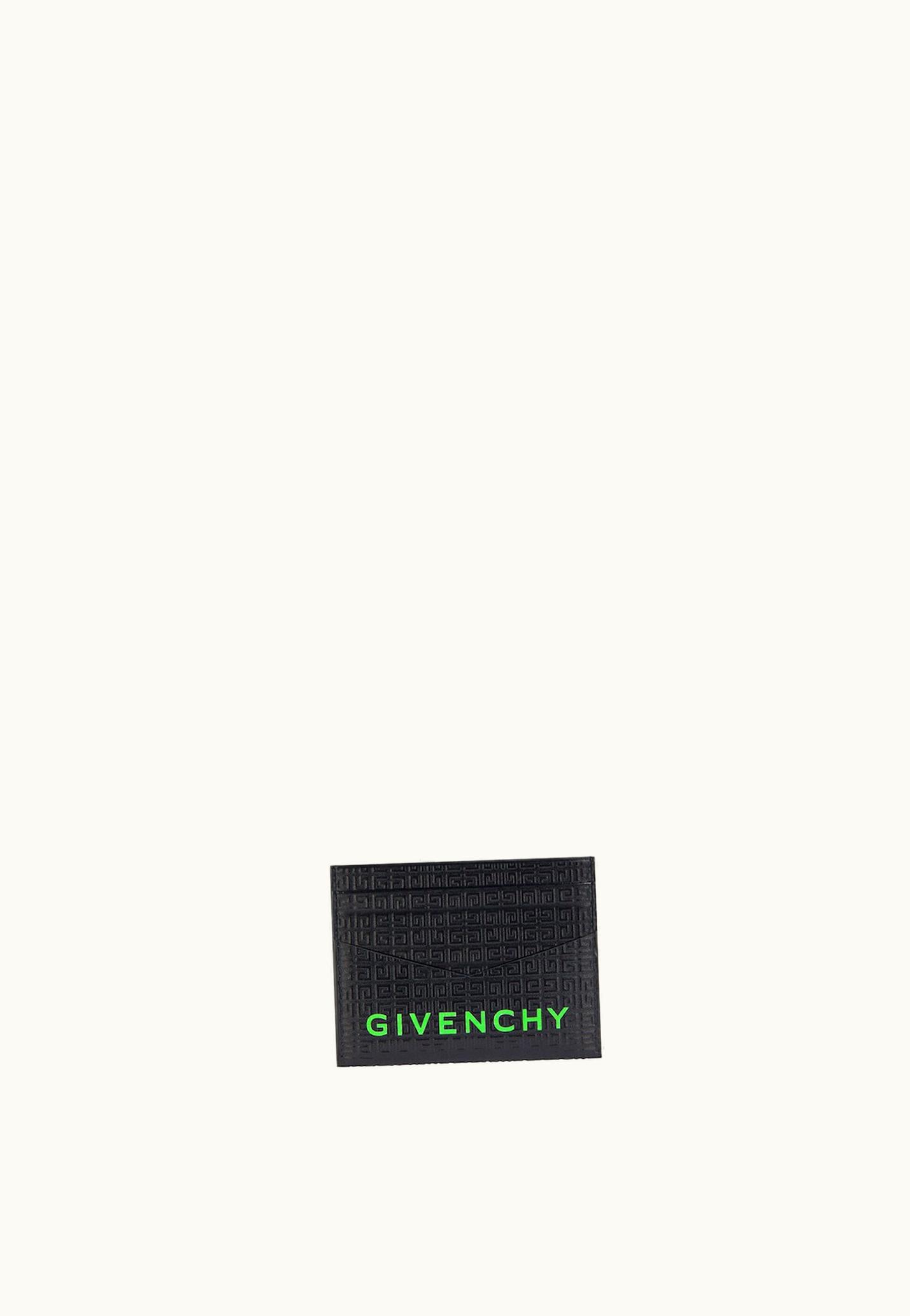 Givenchy Givenchy Card Holder In 4G Micro Leather - Black / Green