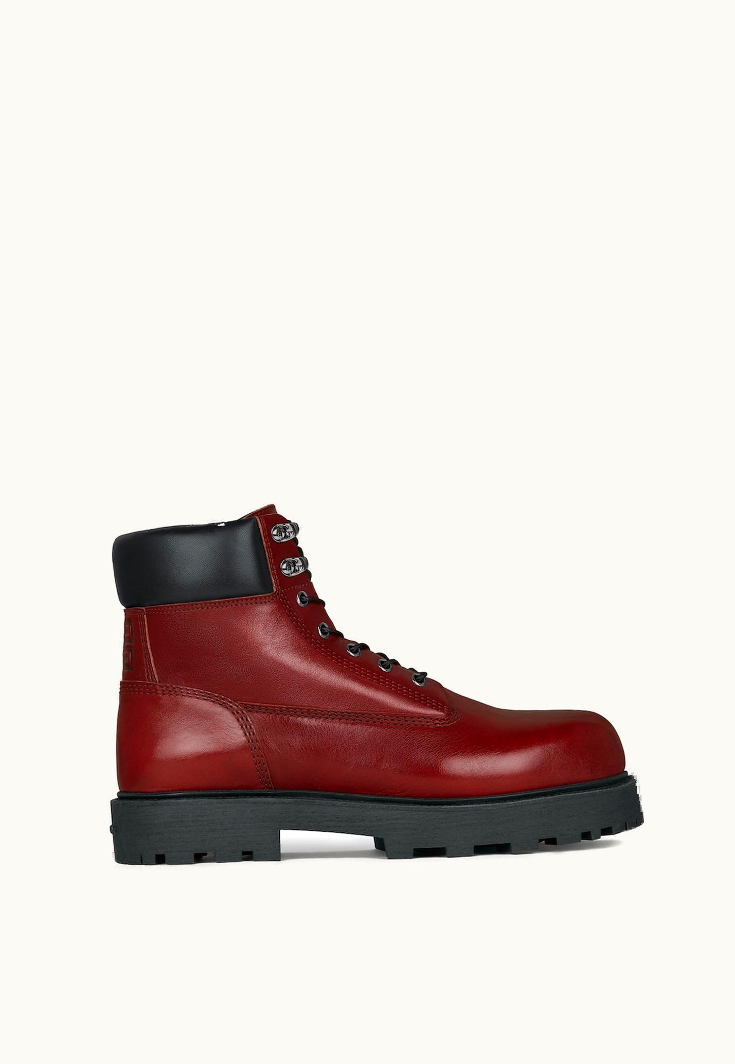 Givenchy Givenchy Show Ankle Workboots In Shiny Leather - Red Cherry