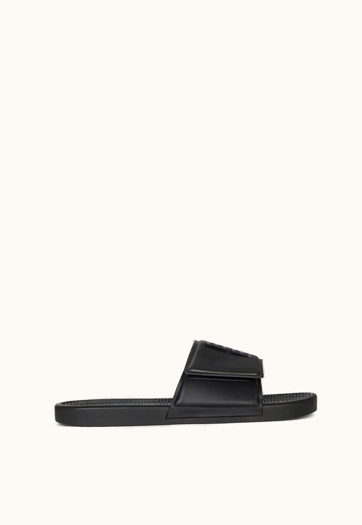 Givenchy Givenchy Slide Flat Sandals In Synthetic Leather - Black / White