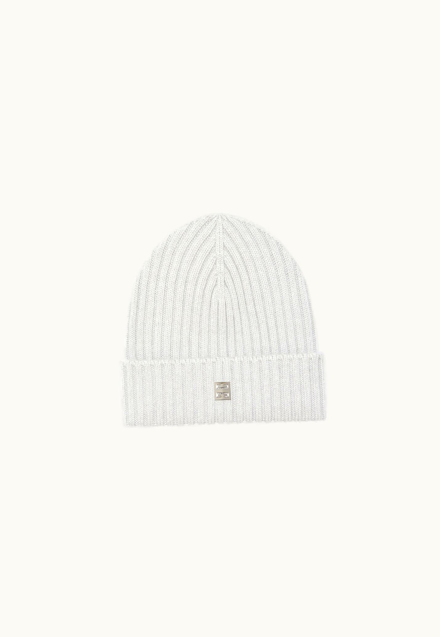 Givenchy Givenchy Ribbed Beanie In Wool And Cashmere - Light Grey