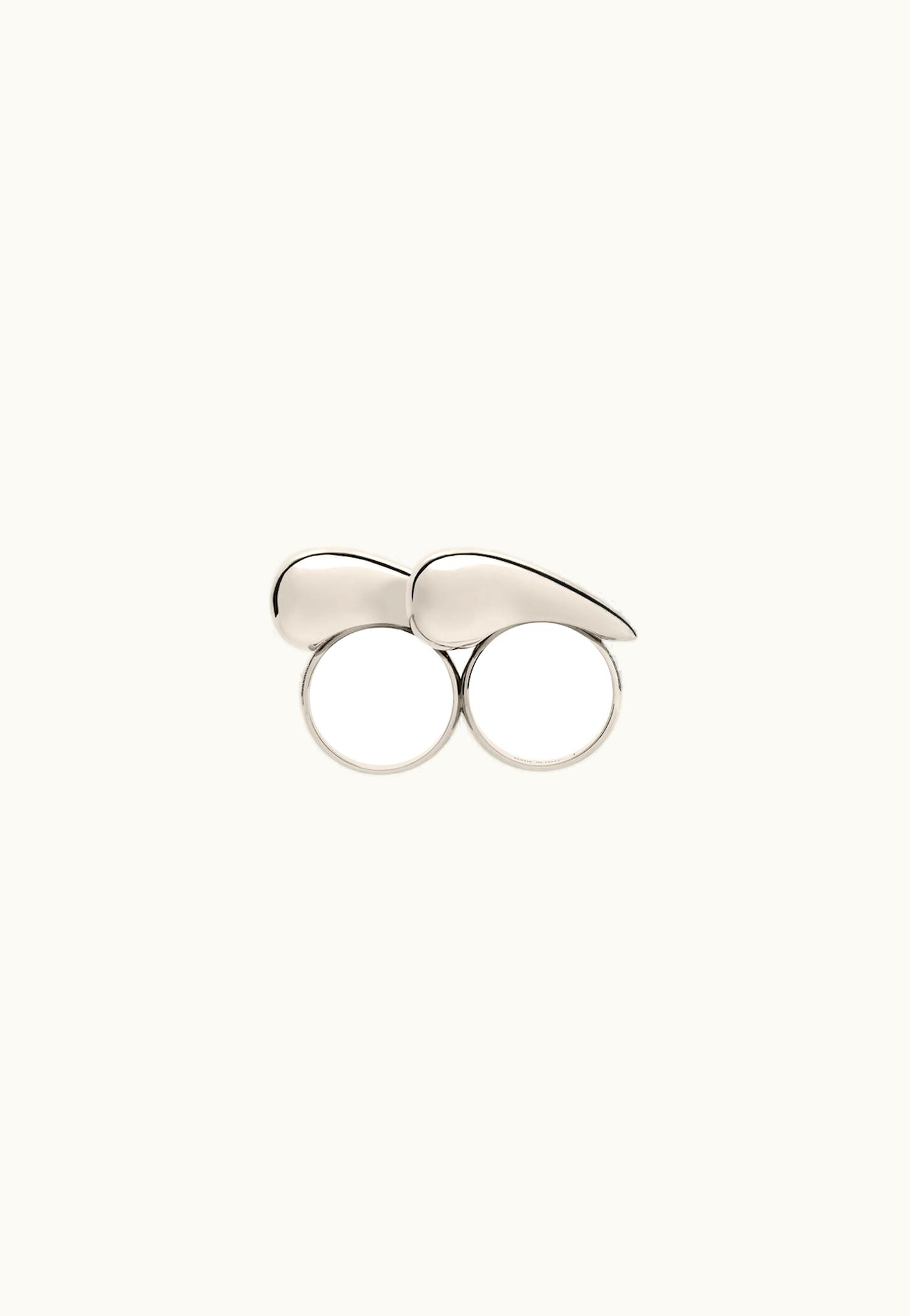 Givenchy Givenchy G Tears Double Fingers Ring In Metal - Silvery
